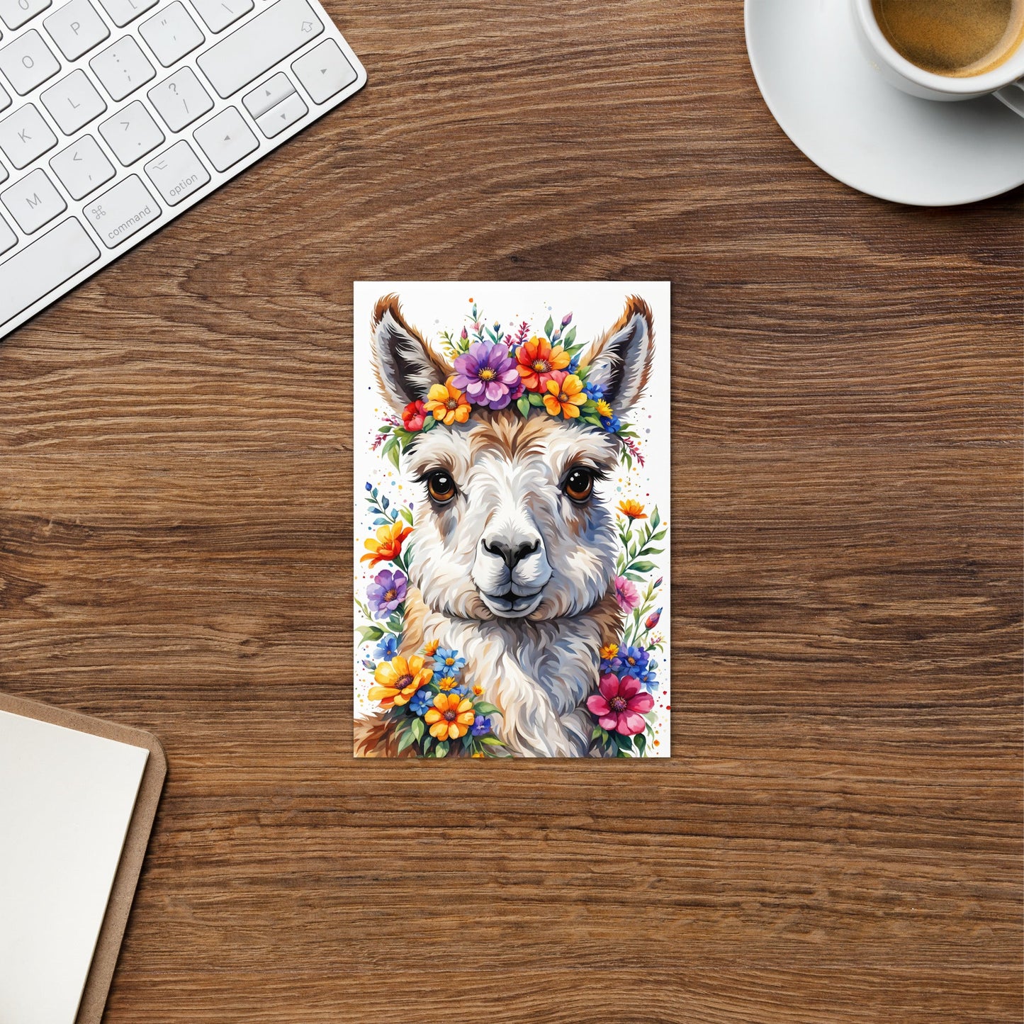 Cute Llama With Flowers Greeting Card - Greeting Card - Discovery Co.