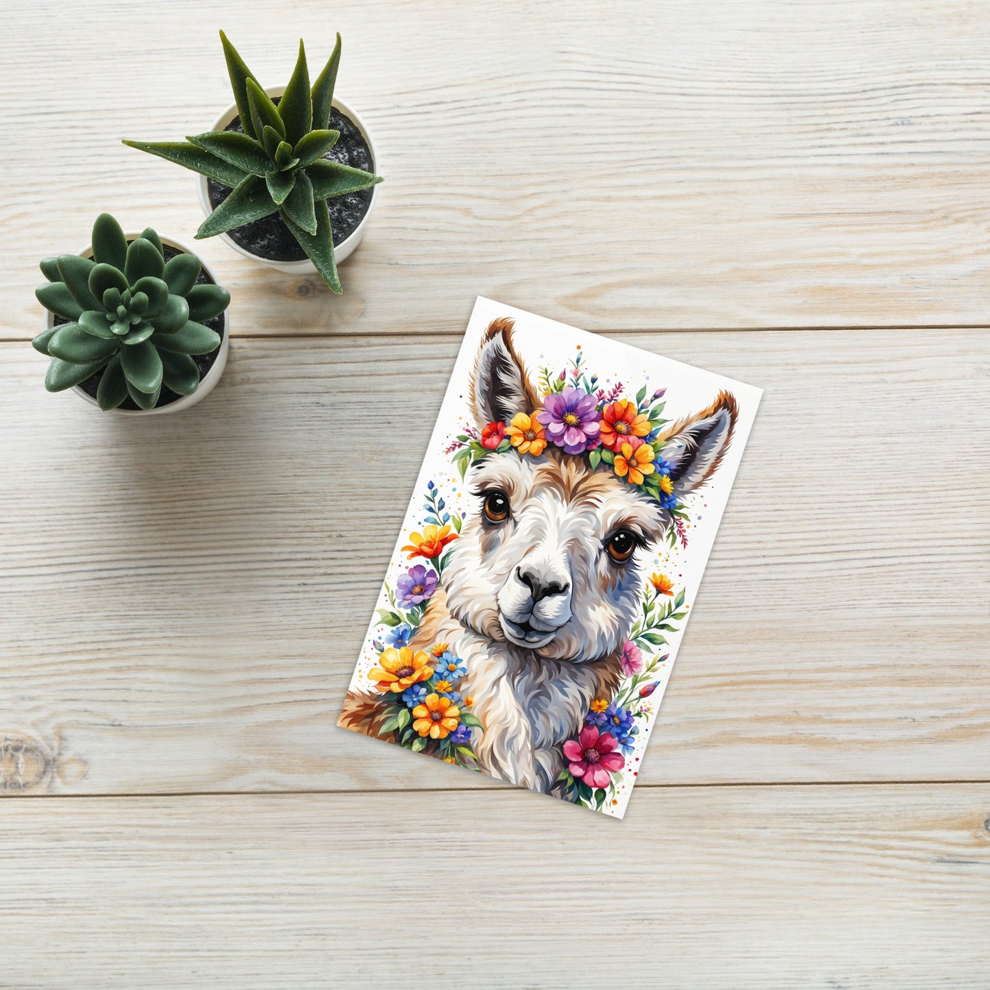 Cute Llama With Flowers Greeting Card - Greeting Card - Discovery Co.