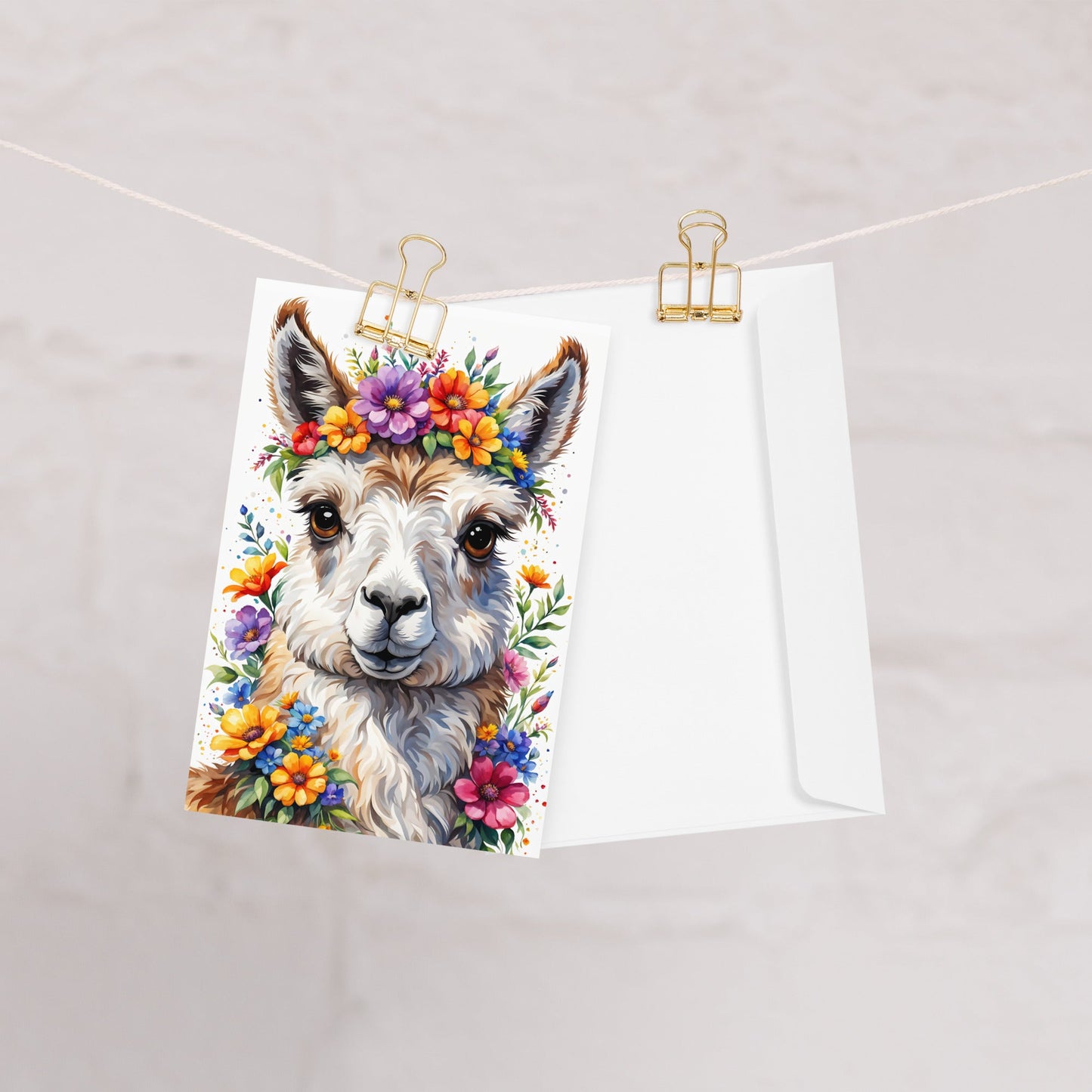 Cute Llama With Flowers Greeting Card - Greeting Card - Discovery Co.