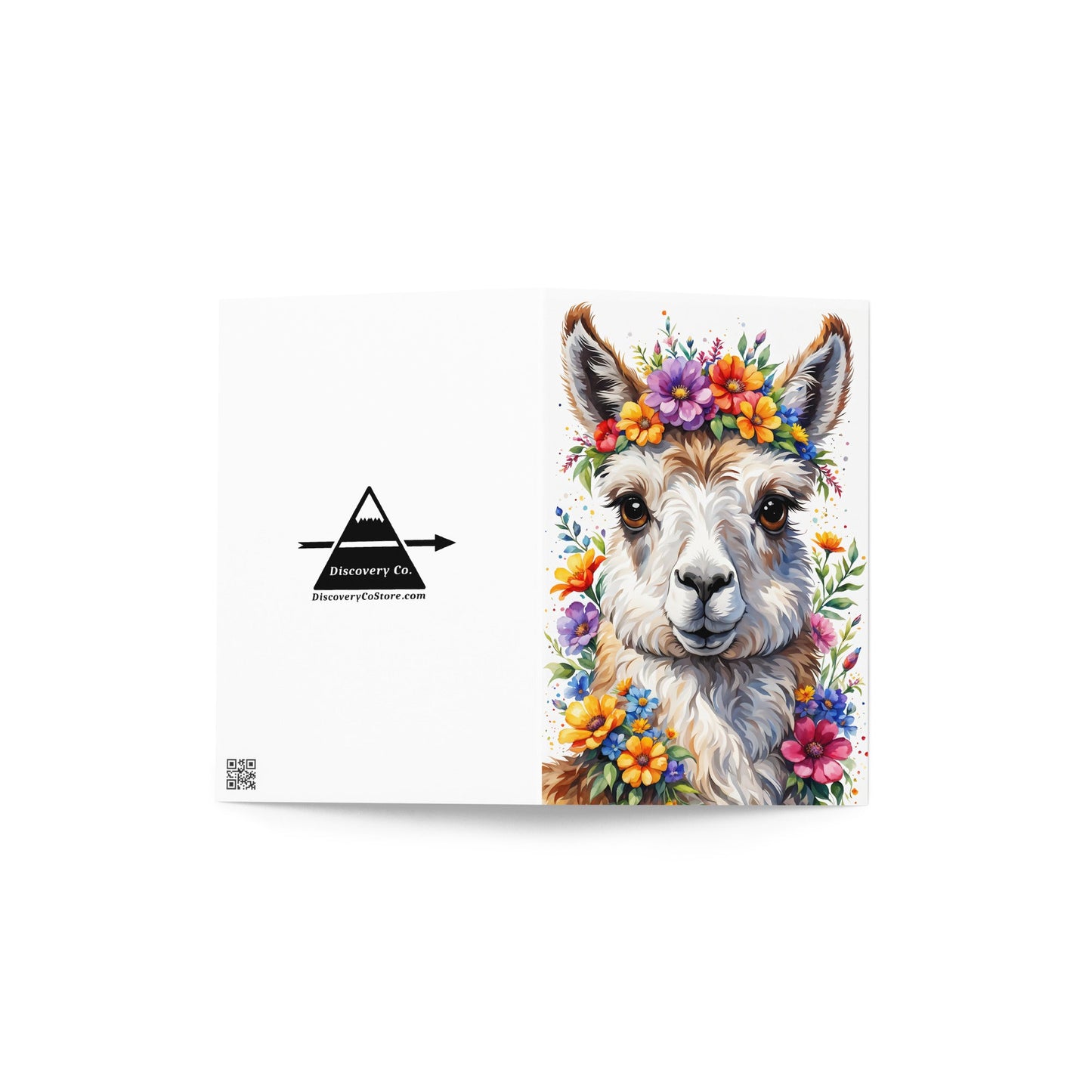 Cute Llama With Flowers Greeting Card - Greeting Card - Discovery Co.