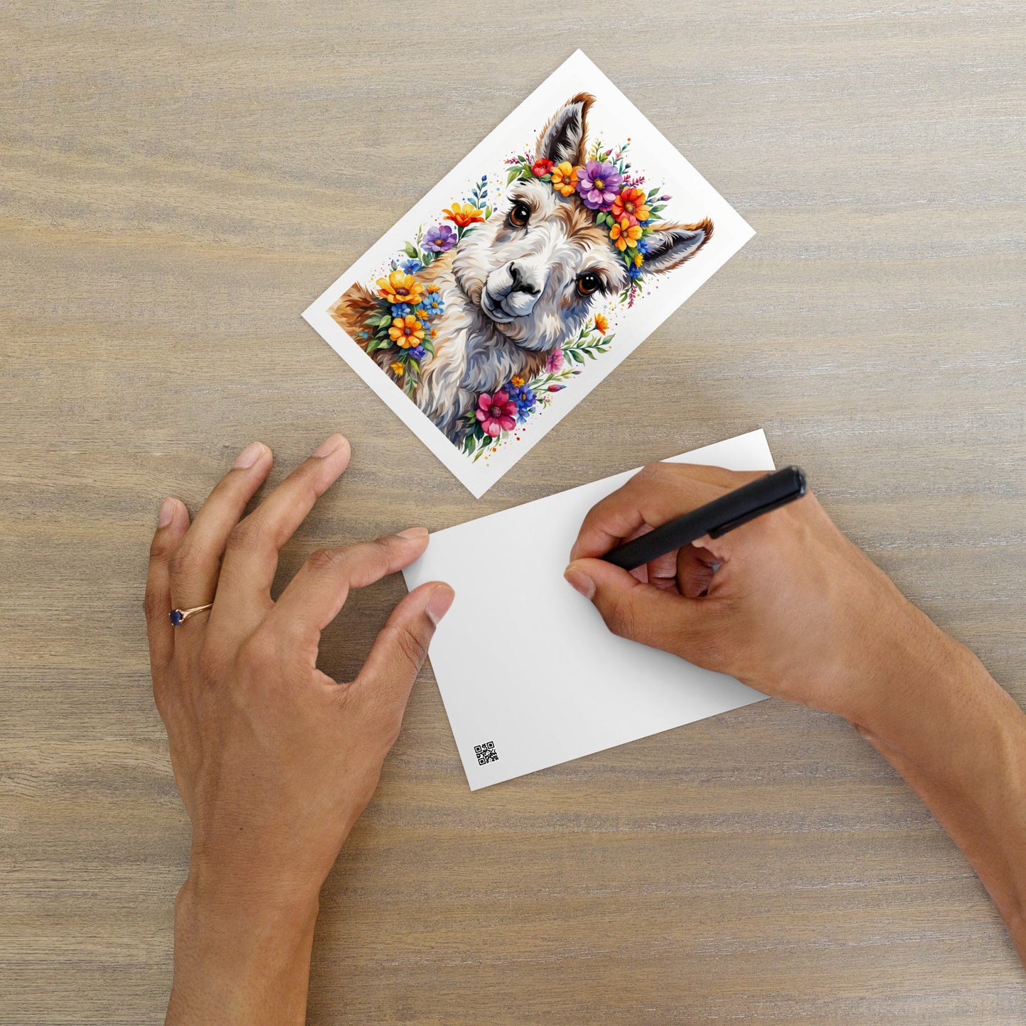 Cute Llama With Flowers Standard Postcard - Post Cards - Discovery Co.