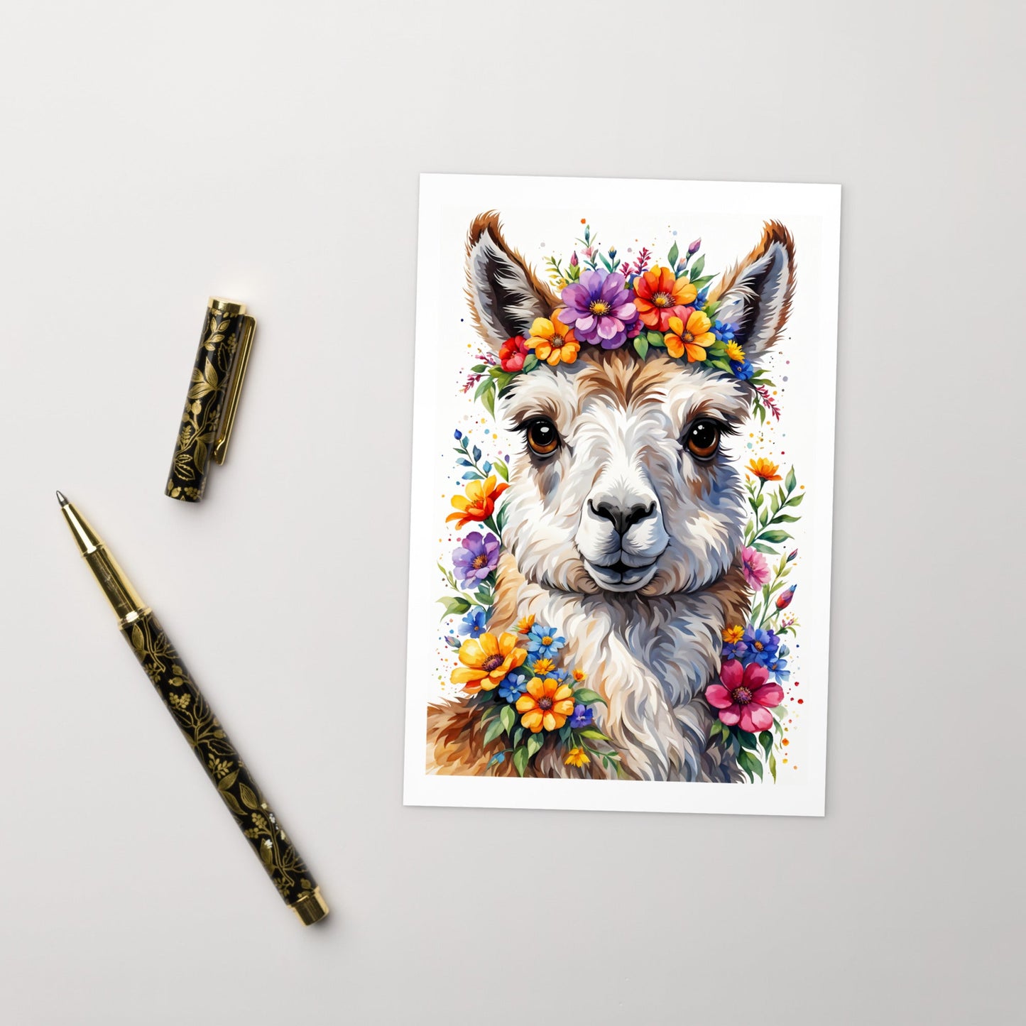 Cute Llama With Flowers Standard Postcard - Post Cards - Discovery Co.