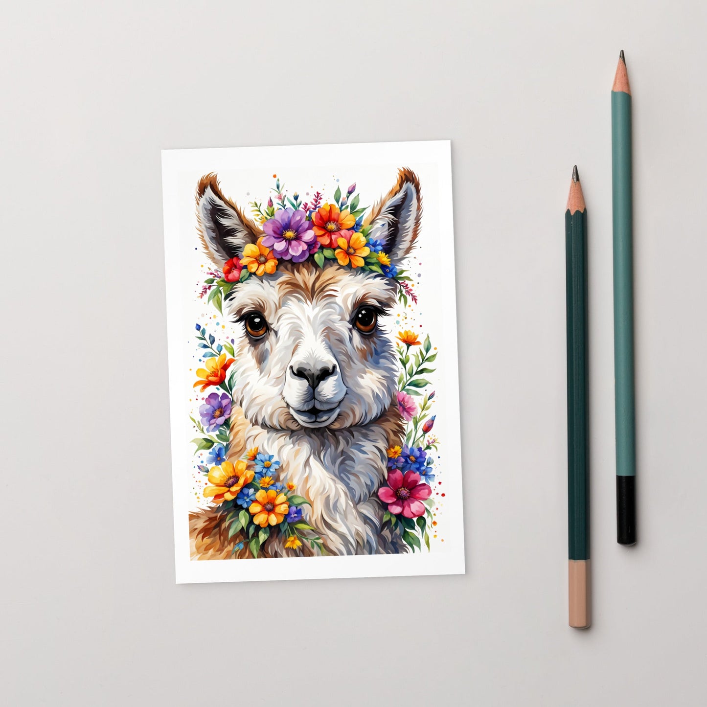 Cute Llama With Flowers Standard Postcard - Post Cards - Discovery Co.