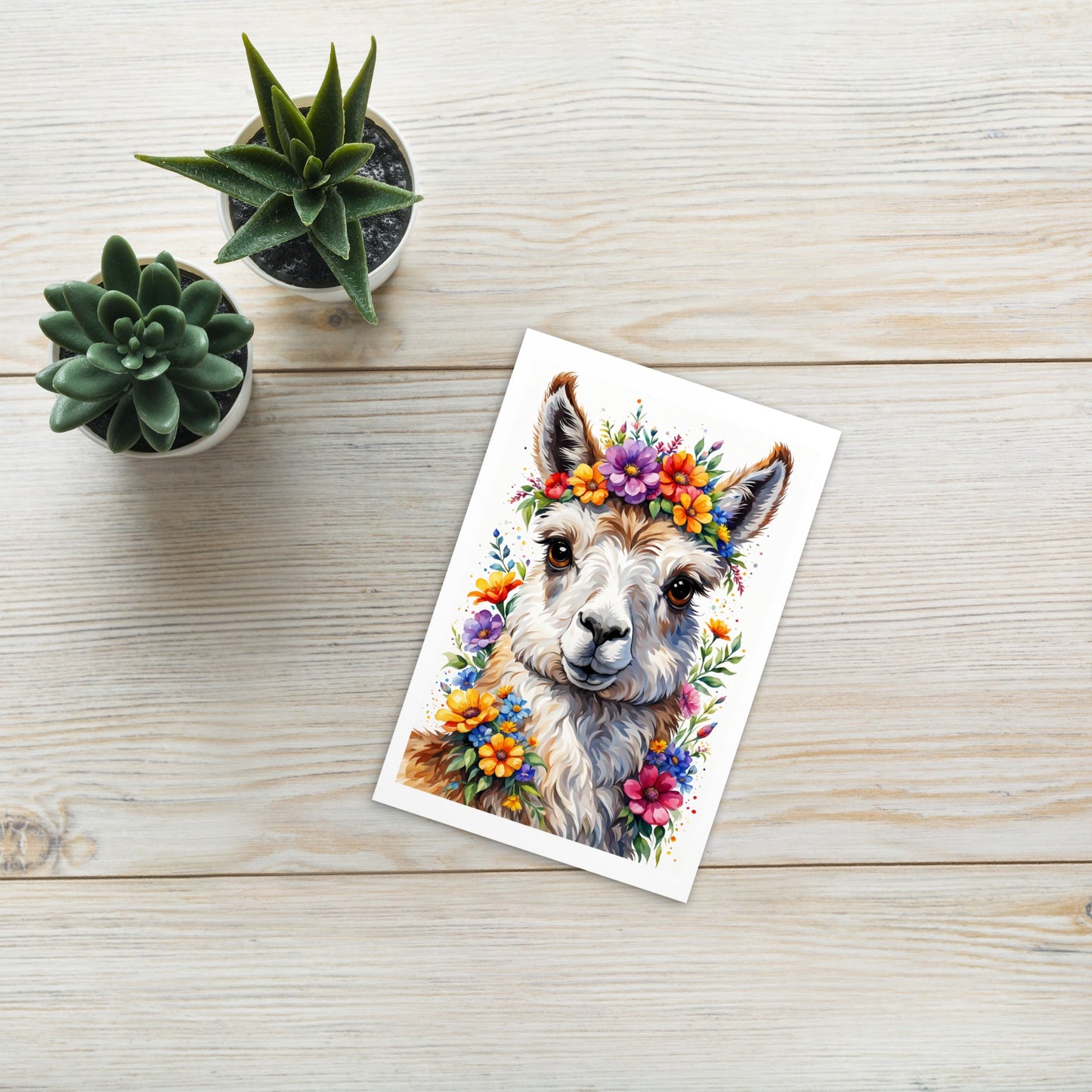 Cute Llama With Flowers Standard Postcard - Post Cards - Discovery Co.