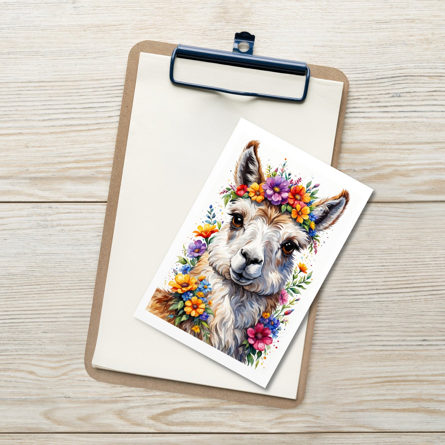 Cute Llama With Flowers Standard Postcard - Post Cards - Discovery Co.