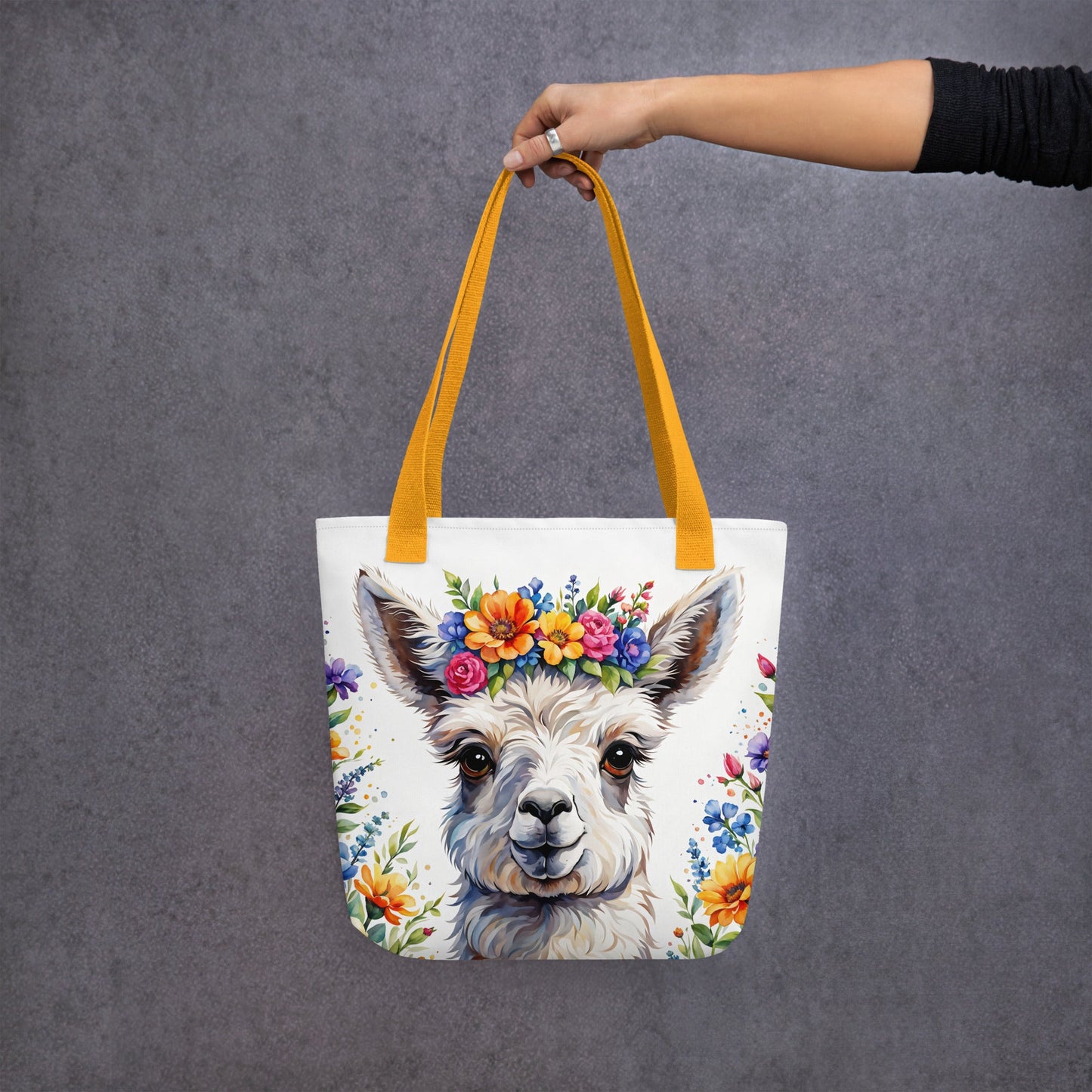 Cute Llama With Flowers Tote Bag - Tote Bags - Discovery Co.