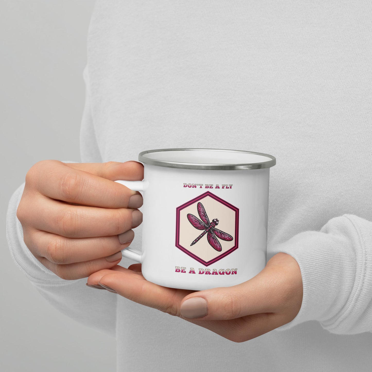 Don't Be A Fly Be A Dragon II Enamel Mug - Mugs - Discovery Co.