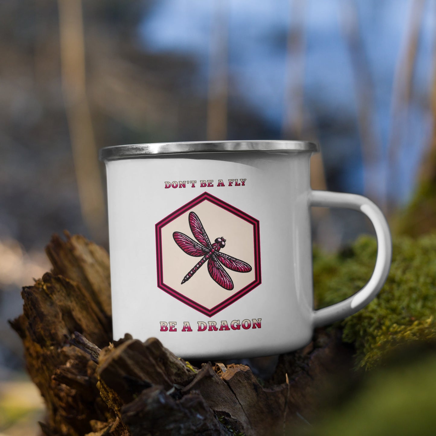 Don't Be A Fly Be A Dragon II Enamel Mug - Mugs - Discovery Co.