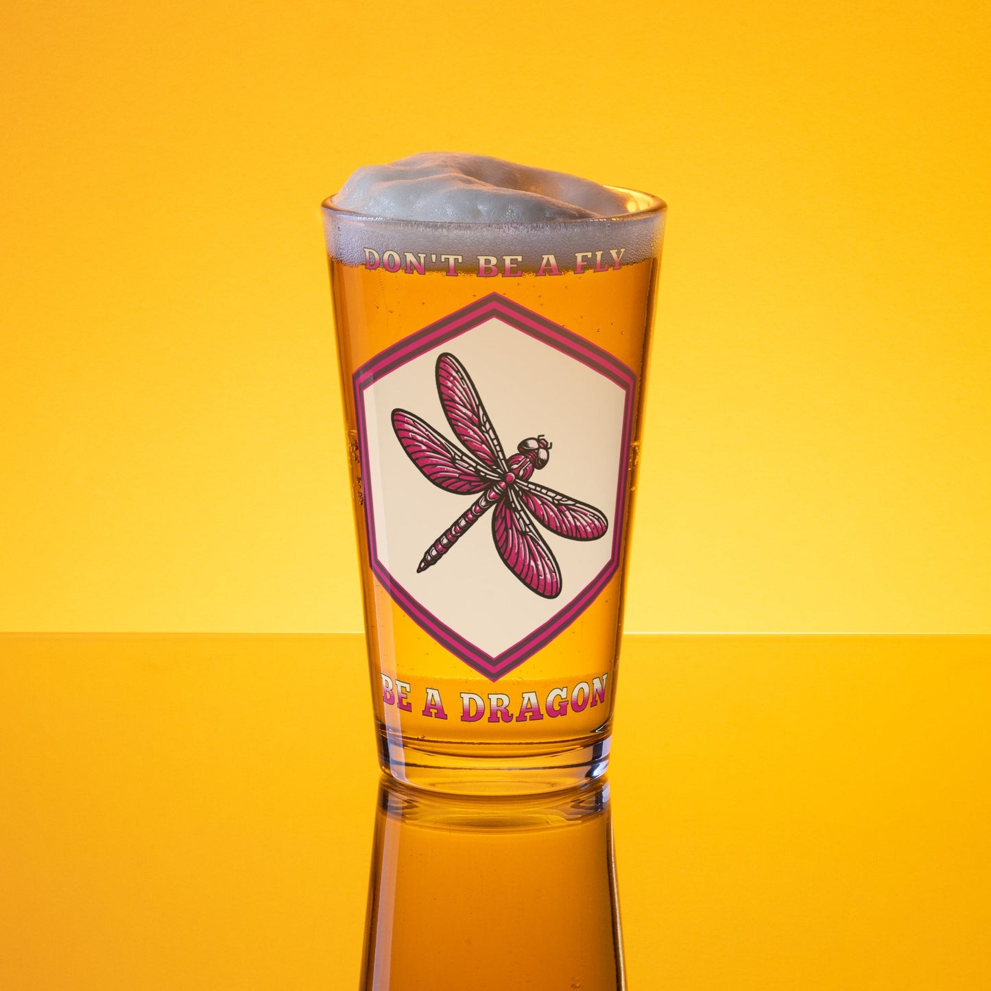 Don't Be A Fly Be A Dragon II Pint Glass - Beer Glass - Discovery Co.