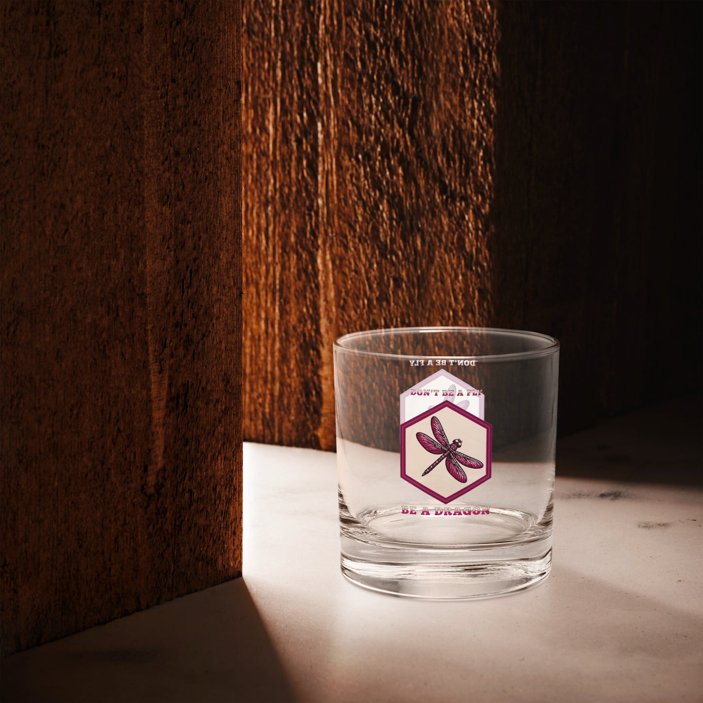 Don't Be A Fly Be A Dragon II Rocks Glass - Rocks Glass - Discovery Co.