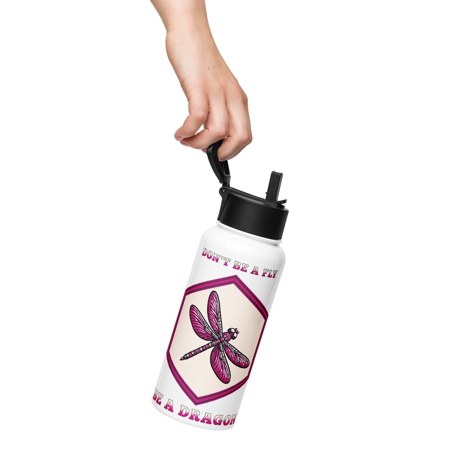 Don't Be A Fly Be A Dragon II Stainless Steel Water Bottle With Straw Lid - Stainless Steel Water Bottle With Straw Lid - Discovery Co.
