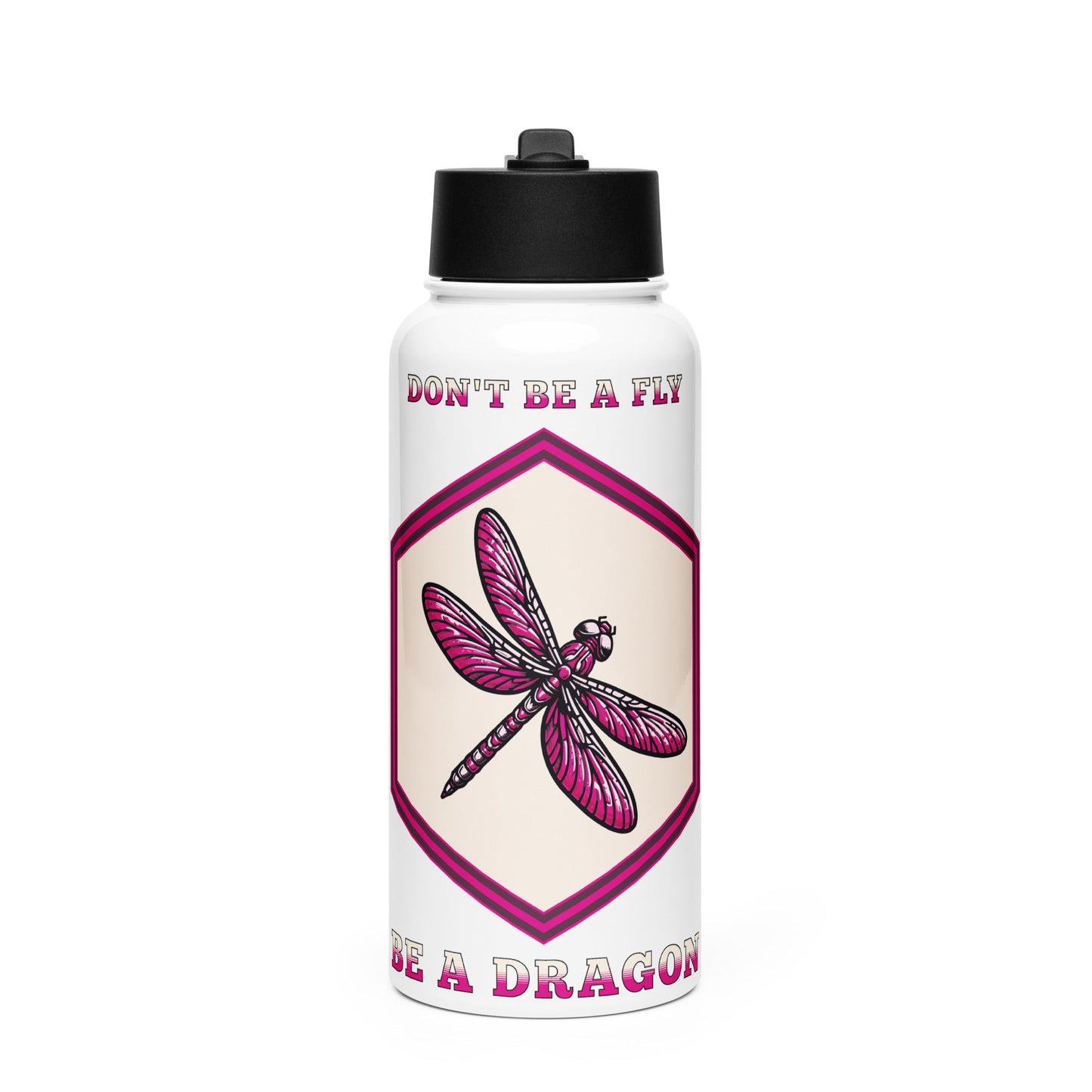 Don't Be A Fly Be A Dragon II Stainless Steel Water Bottle With Straw Lid - Stainless Steel Water Bottle With Straw Lid - Discovery Co.