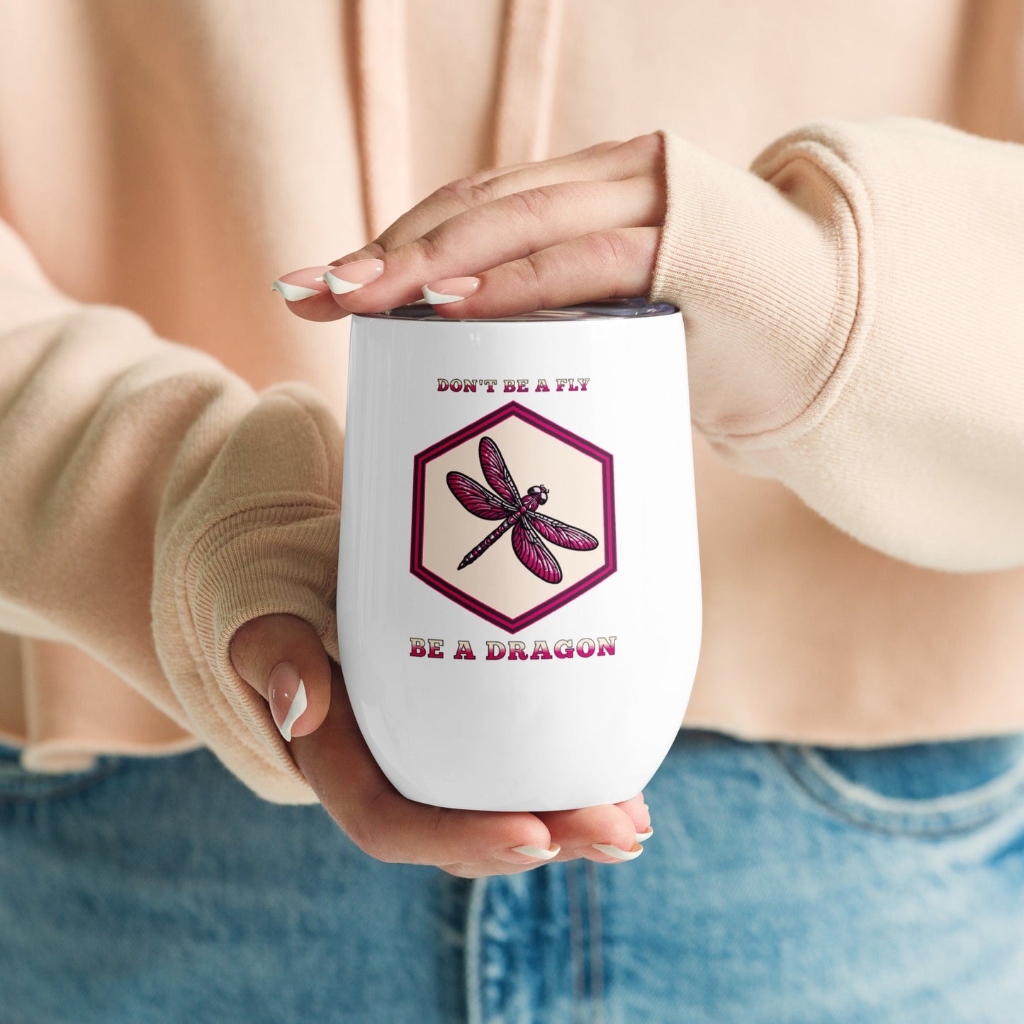 Don't Be A Fly Be A Dragon II Stainless Steel Wine Tumbler - Steel Tumbler - Discovery Co.