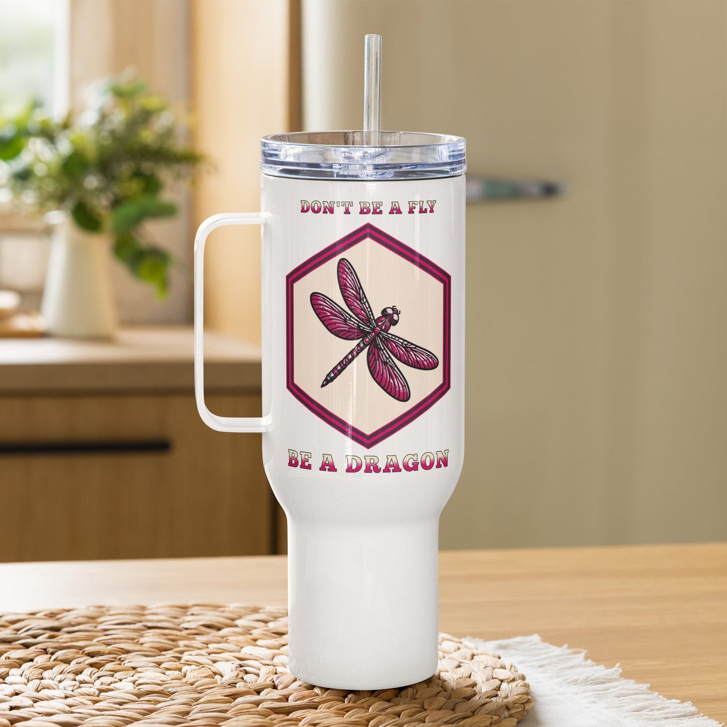 Don't Be A Fly Be A Dragon II Travel Mug With Handle (25 oz and 40 oz) - Travel Mug - Discovery Co.