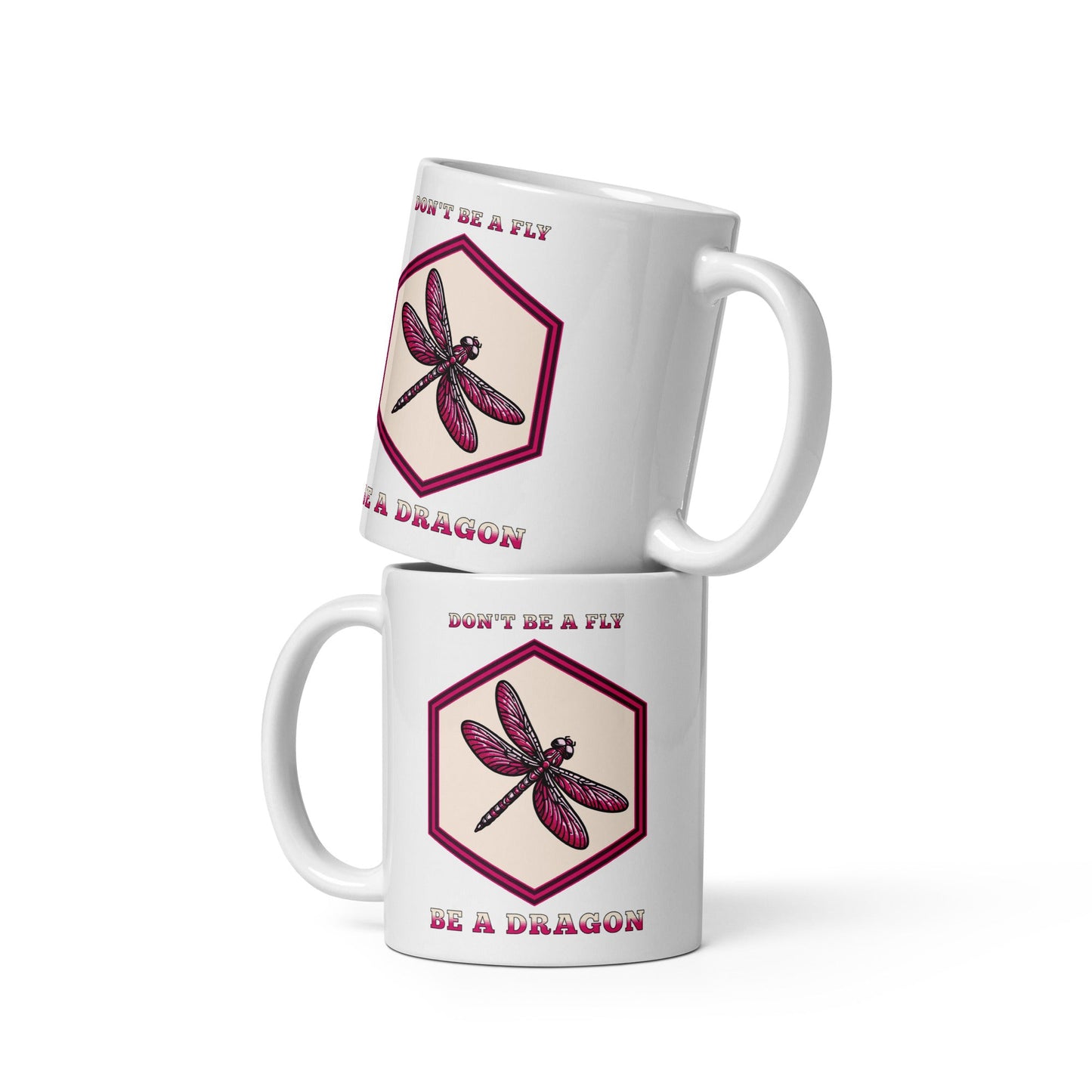 Don't Be A Fly Be A Dragon II White Glossy Mug (11 oz. 15 oz, 20 oz) - Mugs - Discovery Co.