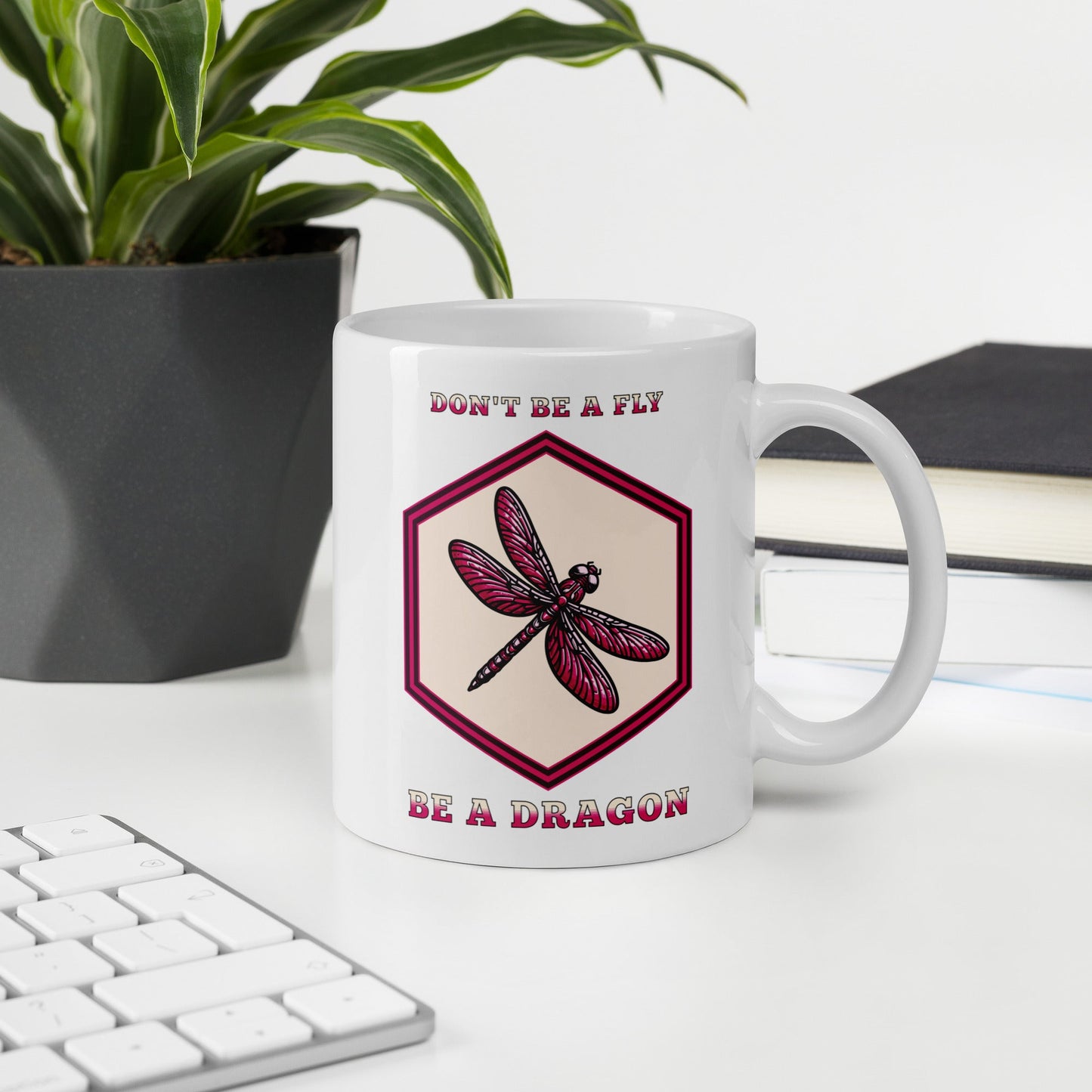 Don't Be A Fly Be A Dragon II White Glossy Mug (11 oz. 15 oz, 20 oz) - Mugs - Discovery Co.