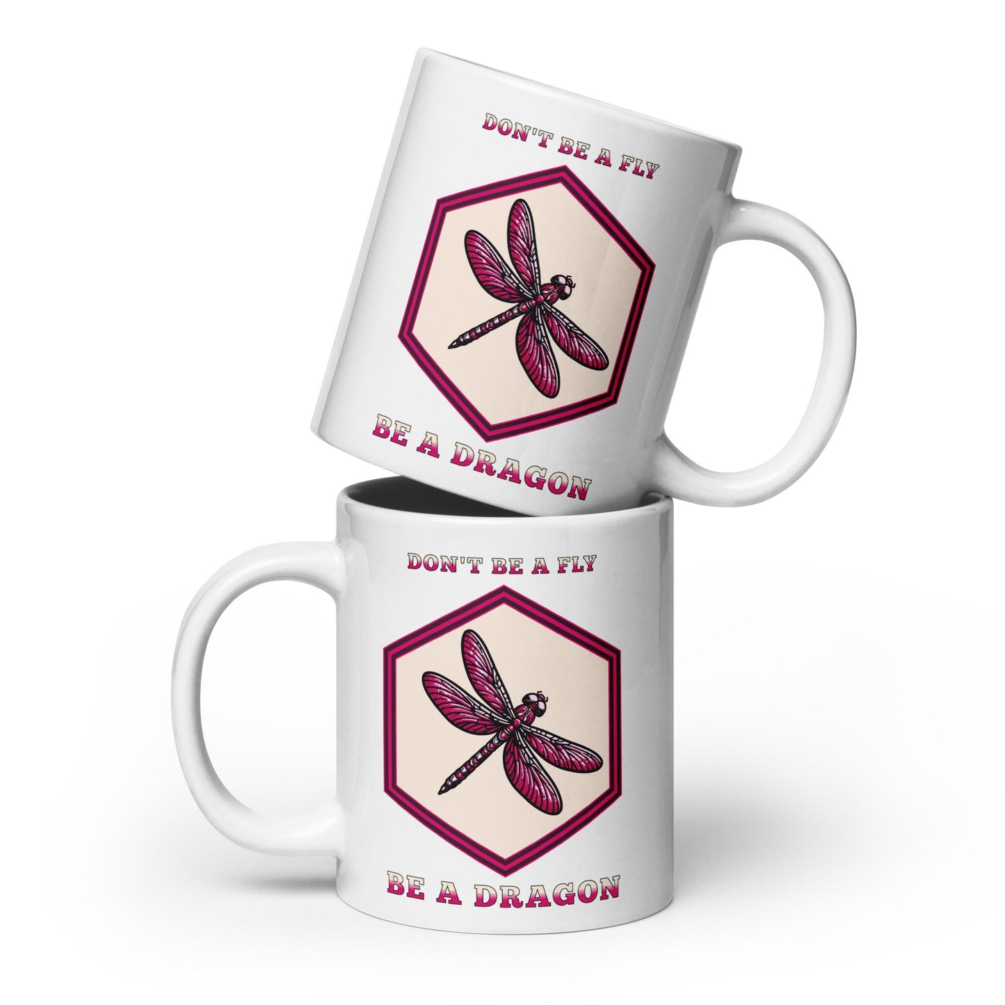 Don't Be A Fly Be A Dragon II White Glossy Mug (11 oz. 15 oz, 20 oz) - Mugs - Discovery Co.