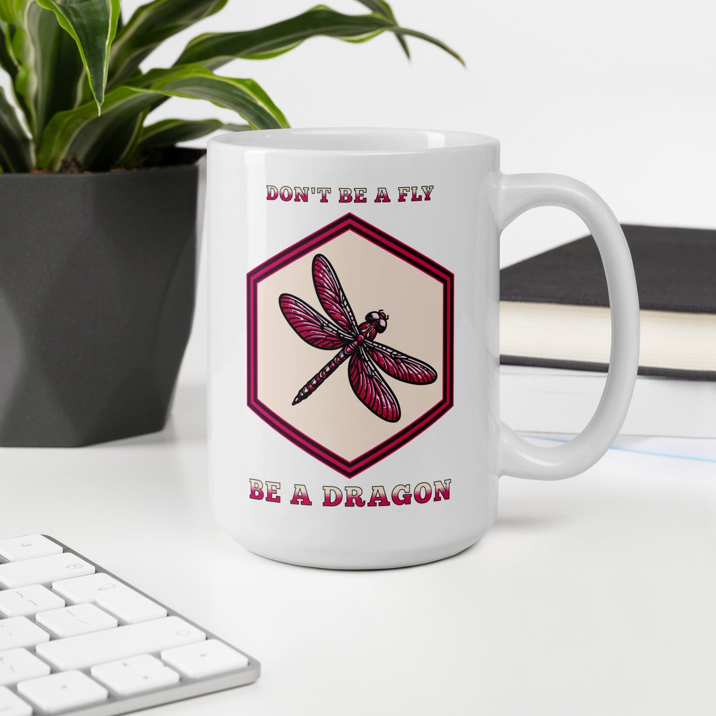 Don't Be A Fly Be A Dragon II White Glossy Mug (11 oz. 15 oz, 20 oz) - Mugs - Discovery Co.