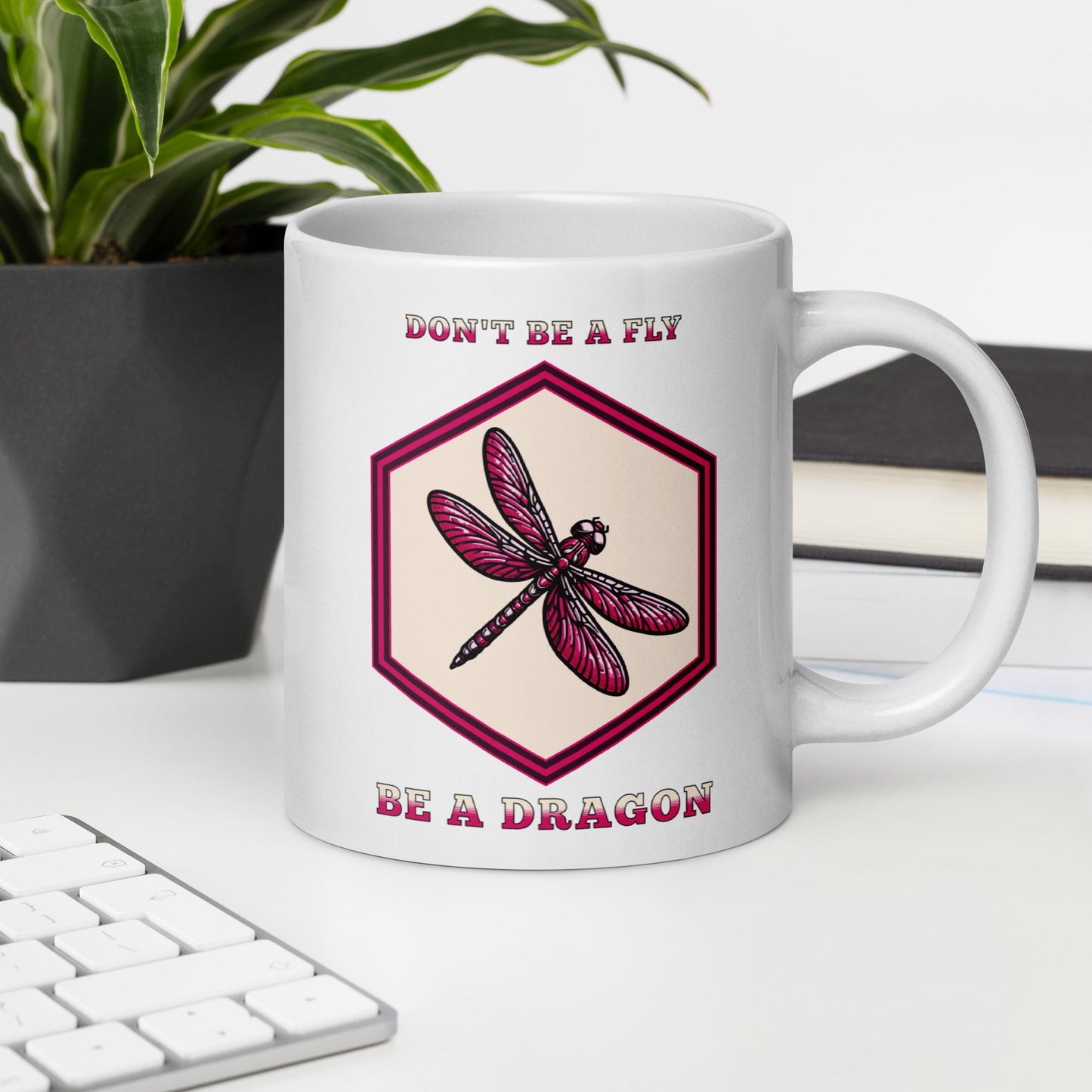 Don't Be A Fly Be A Dragon II White Glossy Mug (11 oz. 15 oz, 20 oz) - Mugs - Discovery Co.