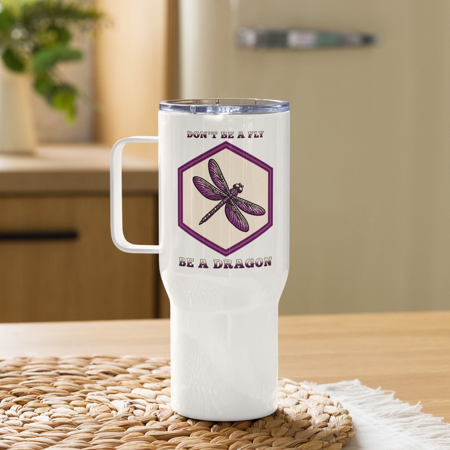 Don't Be A Fly Be A Dragon Travel Mug With Handle (25 oz and 40 oz) - Travel Mug - Discovery Co.