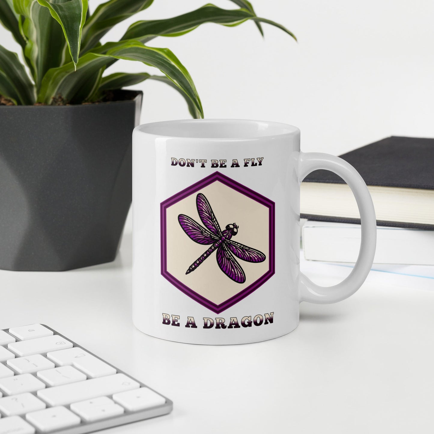 Don't Be A Fly Be A Dragon White Glossy Mug (11 oz. 15 oz, 20 oz) - Mugs - Discovery Co.