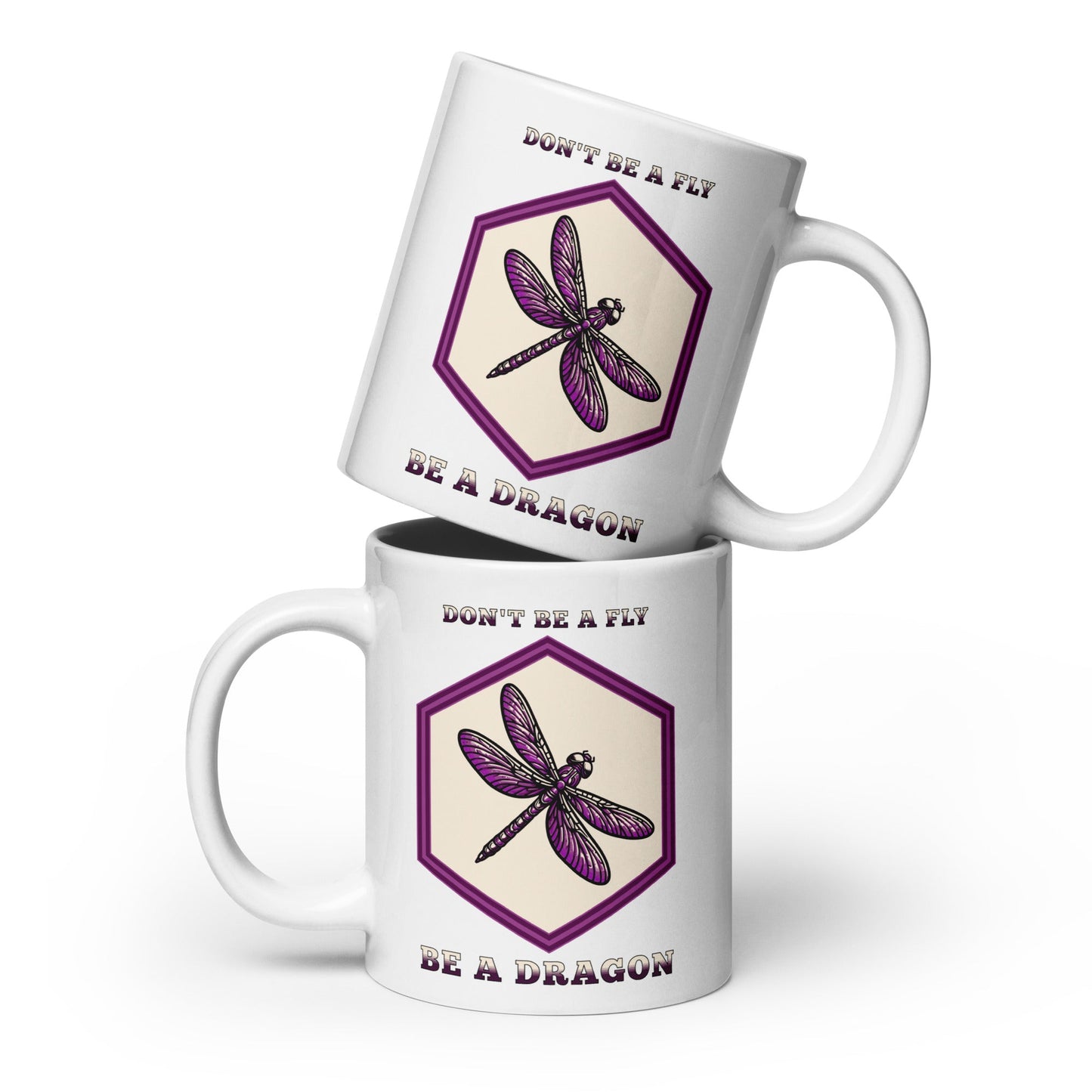 Don't Be A Fly Be A Dragon White Glossy Mug (11 oz. 15 oz, 20 oz) - Mugs - Discovery Co.