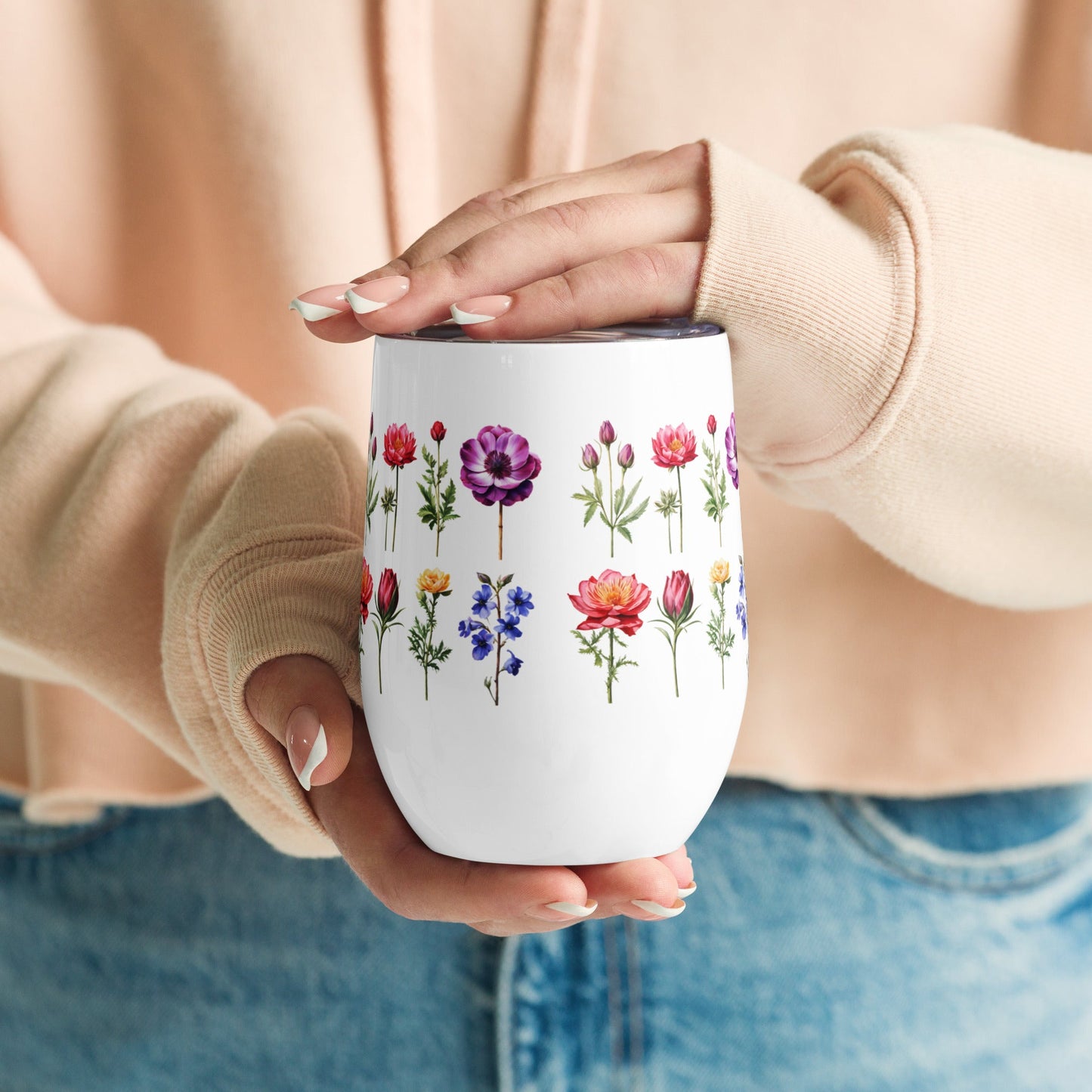 Flower Garden Stainless Steel Wine Tumbler - Tumblers - Discovery Co.