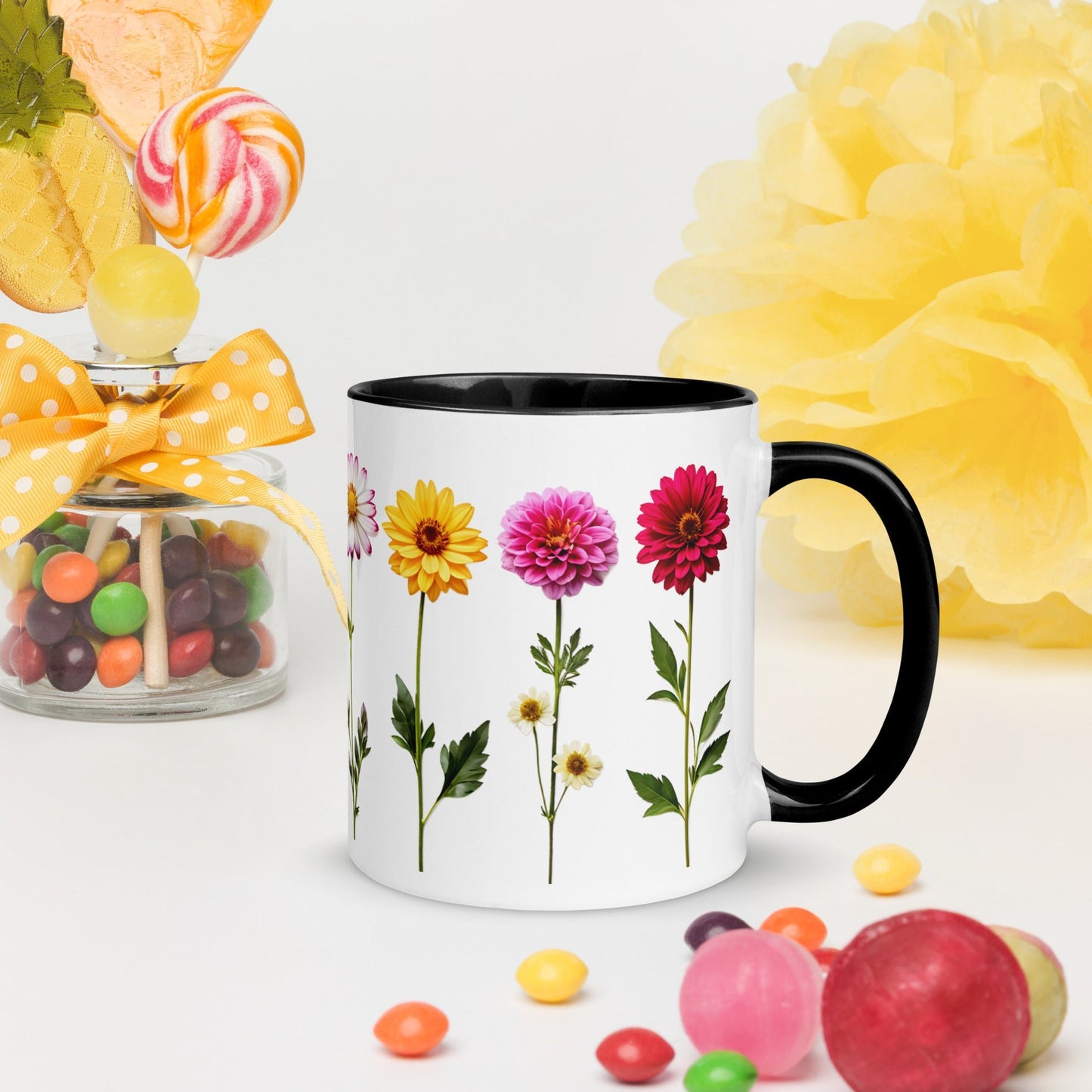 Flowers Mug with Color Inside - Mugs - Discovery Co.