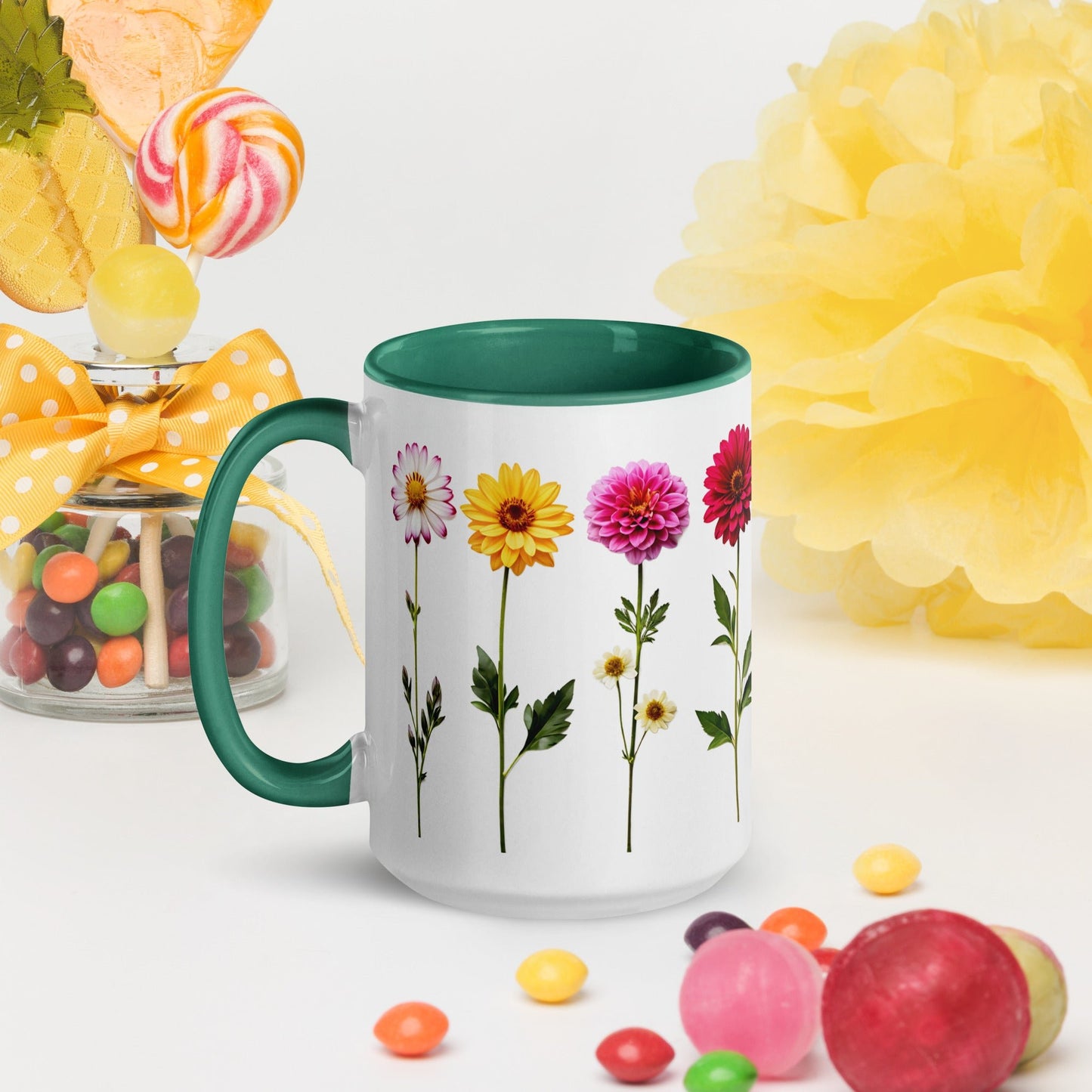 Flowers Mug with Color Inside - Mugs - Discovery Co.