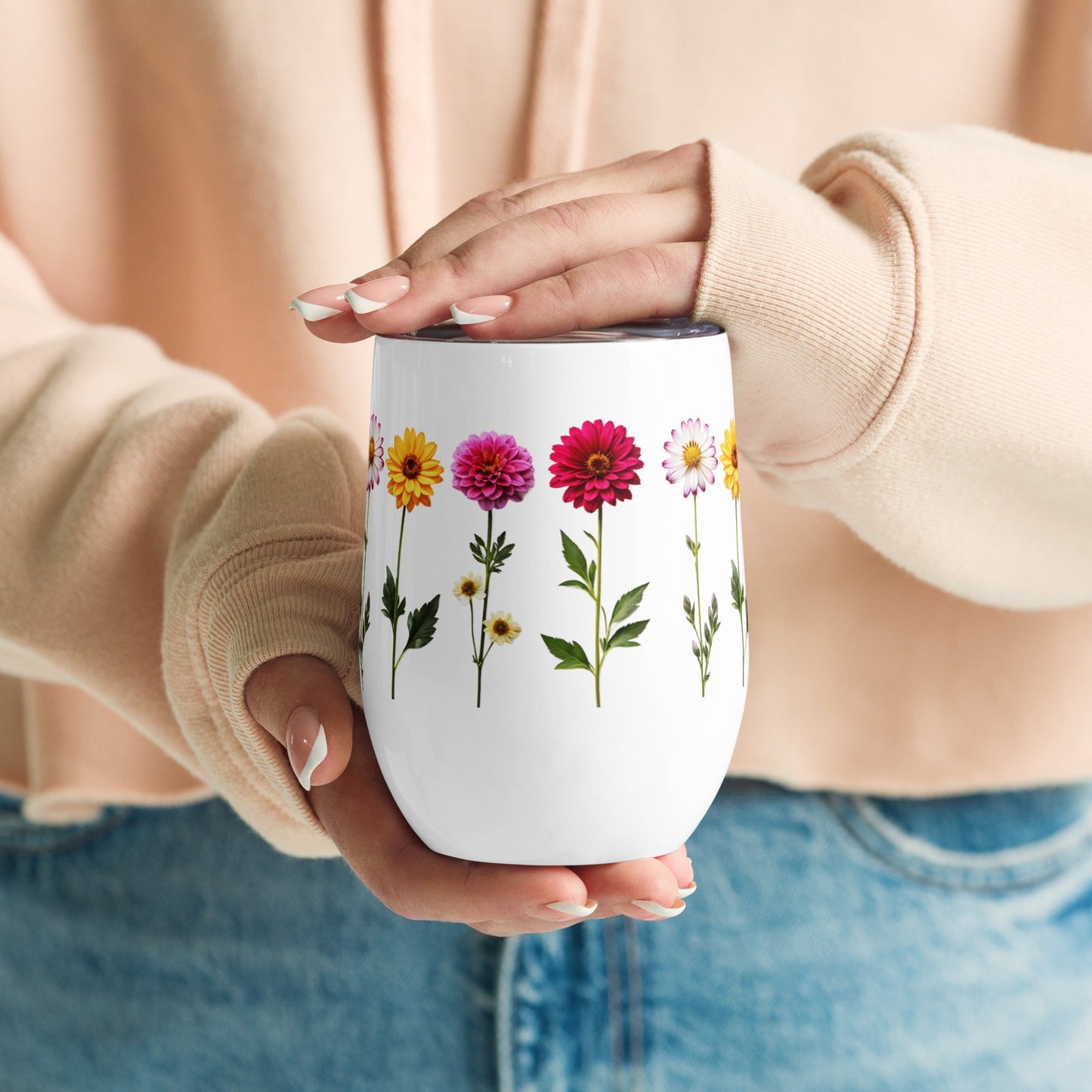 Flowers Stainless Steel Wine Tumbler - Tumblers - Discovery Co.