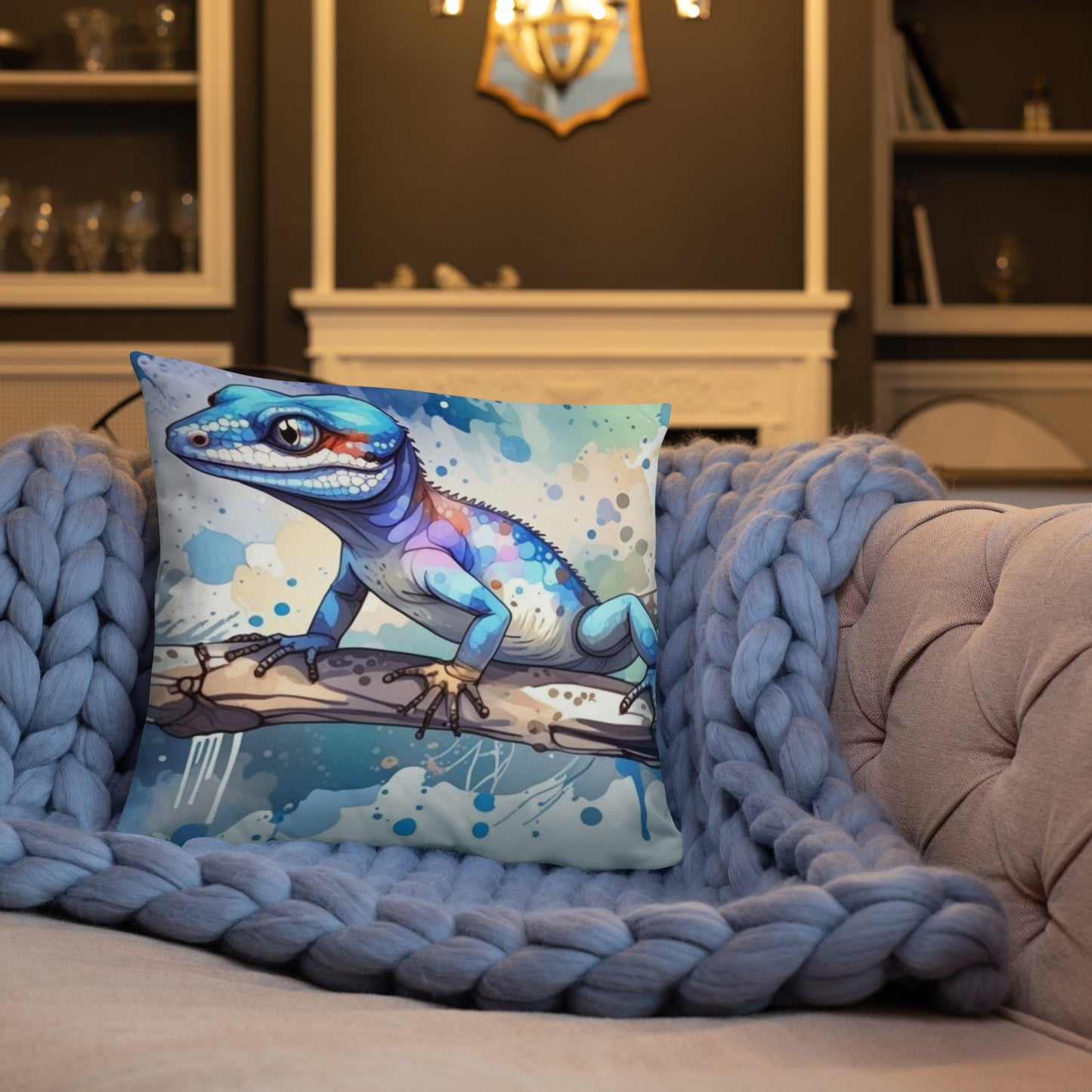 Gecko Watercolor Art Basic Pillow - Pillows - Discovery Co.
