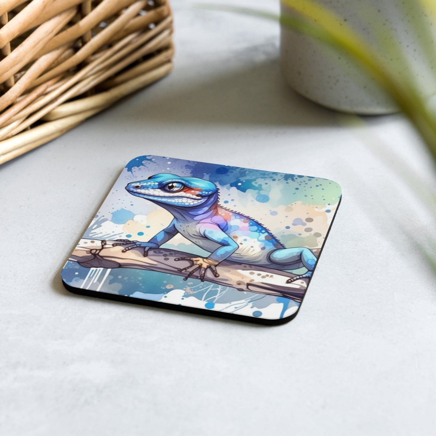 Gecko Watercolor Art Cork - Back Coaster - Coasters - Discovery Co.