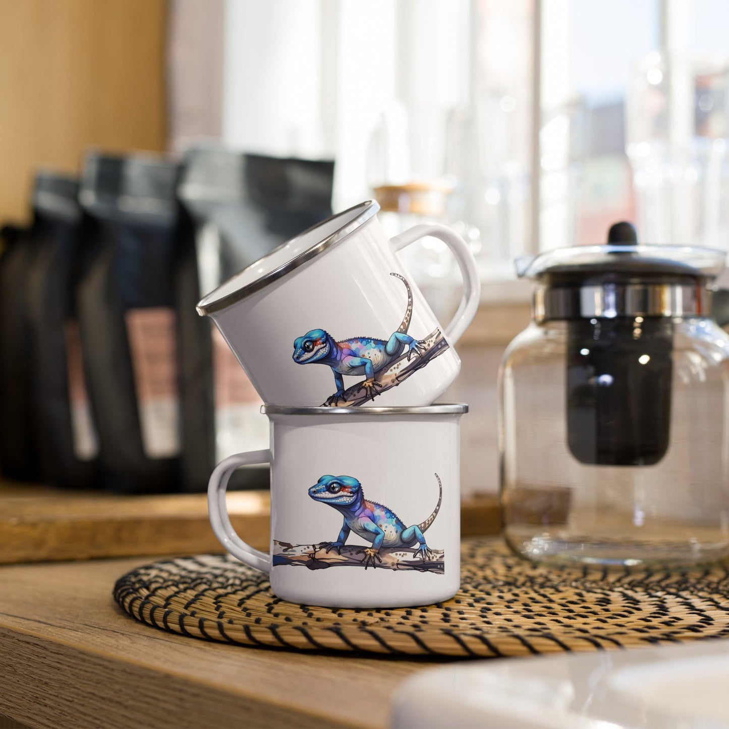 Gecko Watercolor Art Enamel Mug - Mugs - Discovery Co.