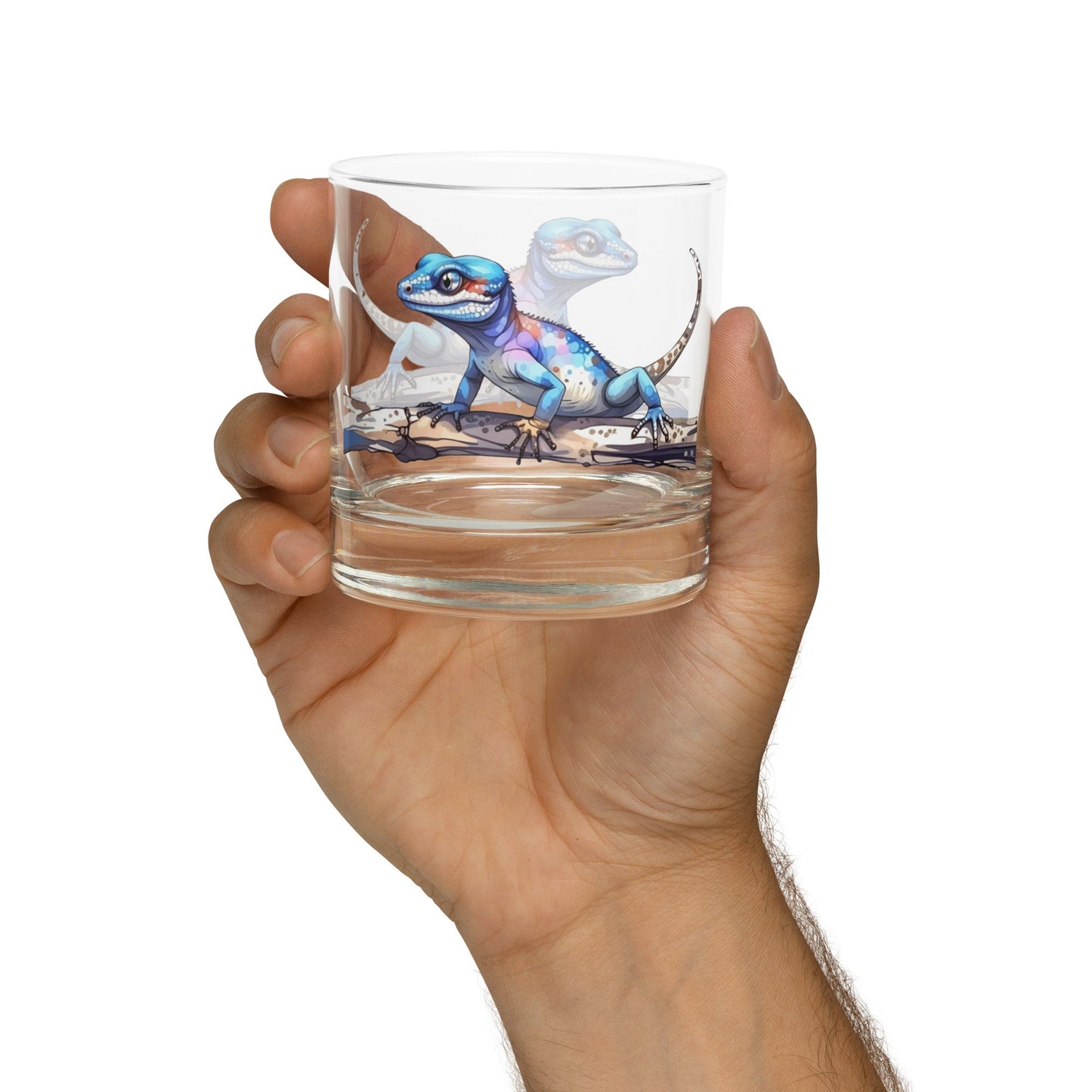 Gecko Watercolor Art Rocks Glass - Rocks Glass - Discovery Co.