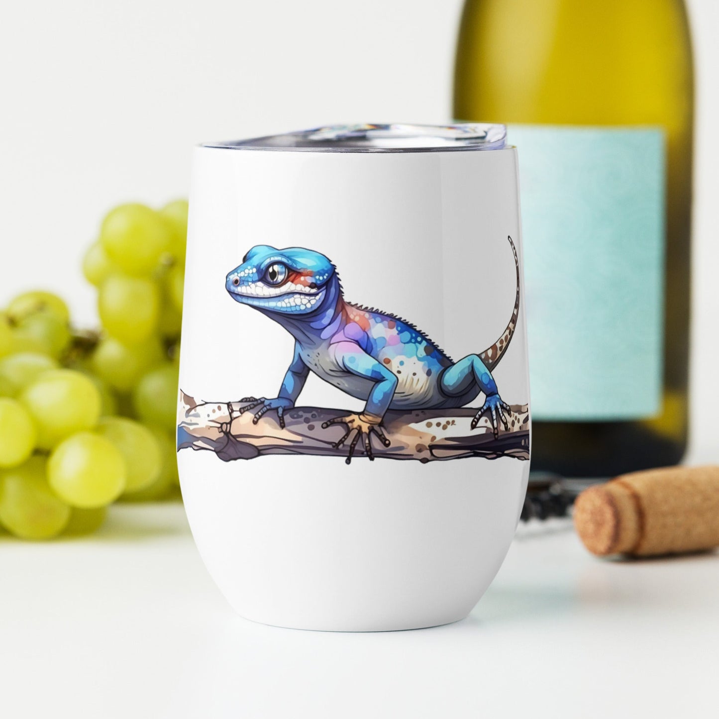 Gecko Watercolor Art Stainless Steel Wine Tumbler - Steel Tumbler - Discovery Co.