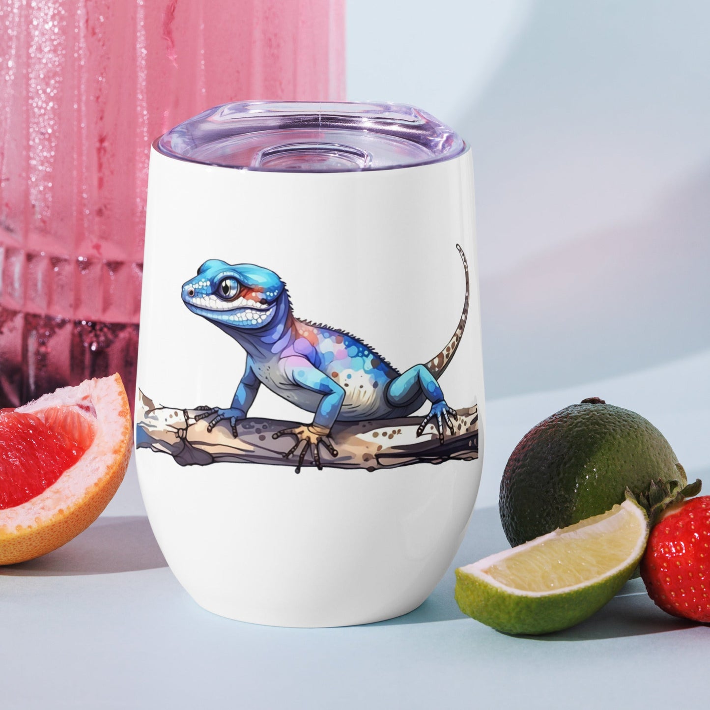 Gecko Watercolor Art Stainless Steel Wine Tumbler - Steel Tumbler - Discovery Co.
