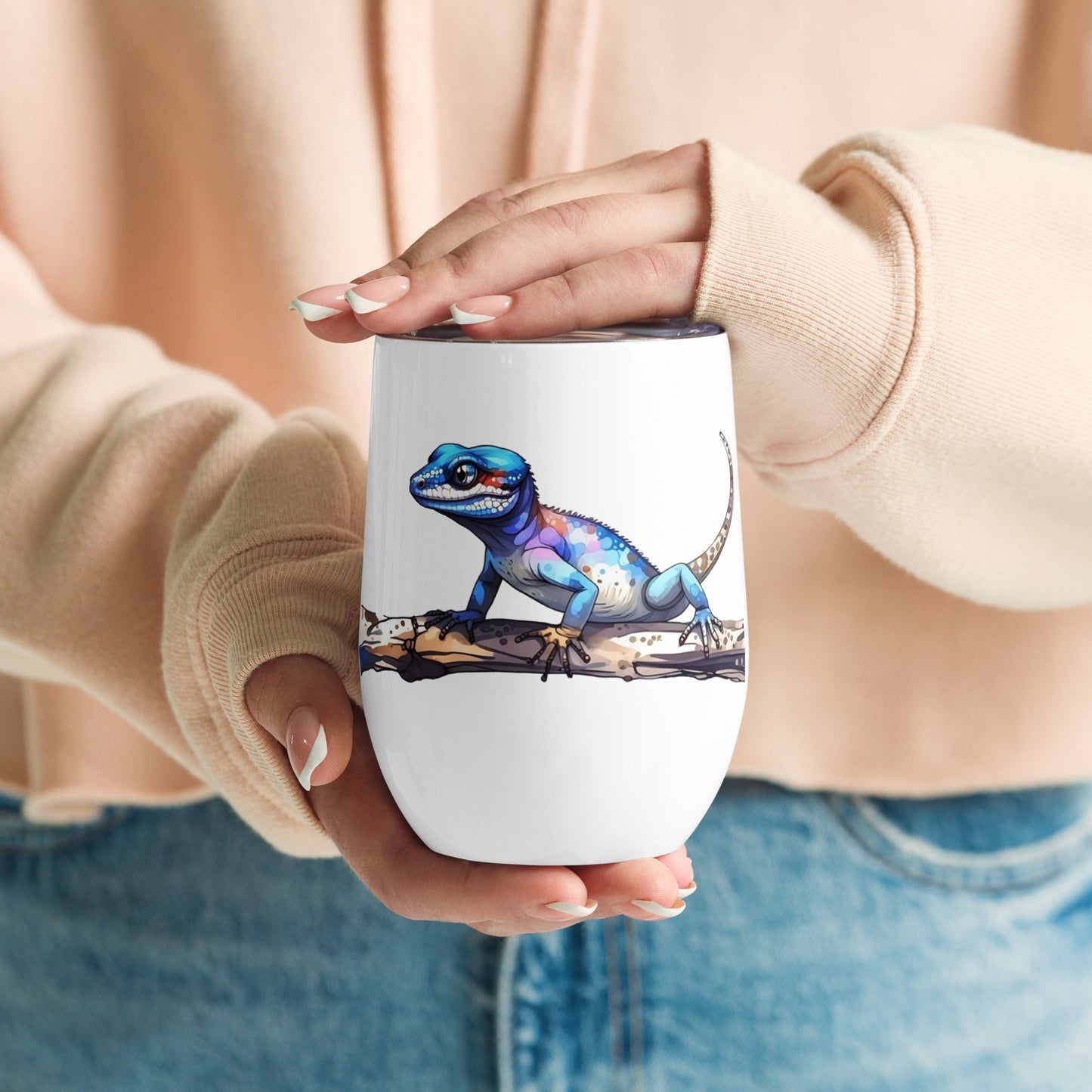 Gecko Watercolor Art Stainless Steel Wine Tumbler - Steel Tumbler - Discovery Co.