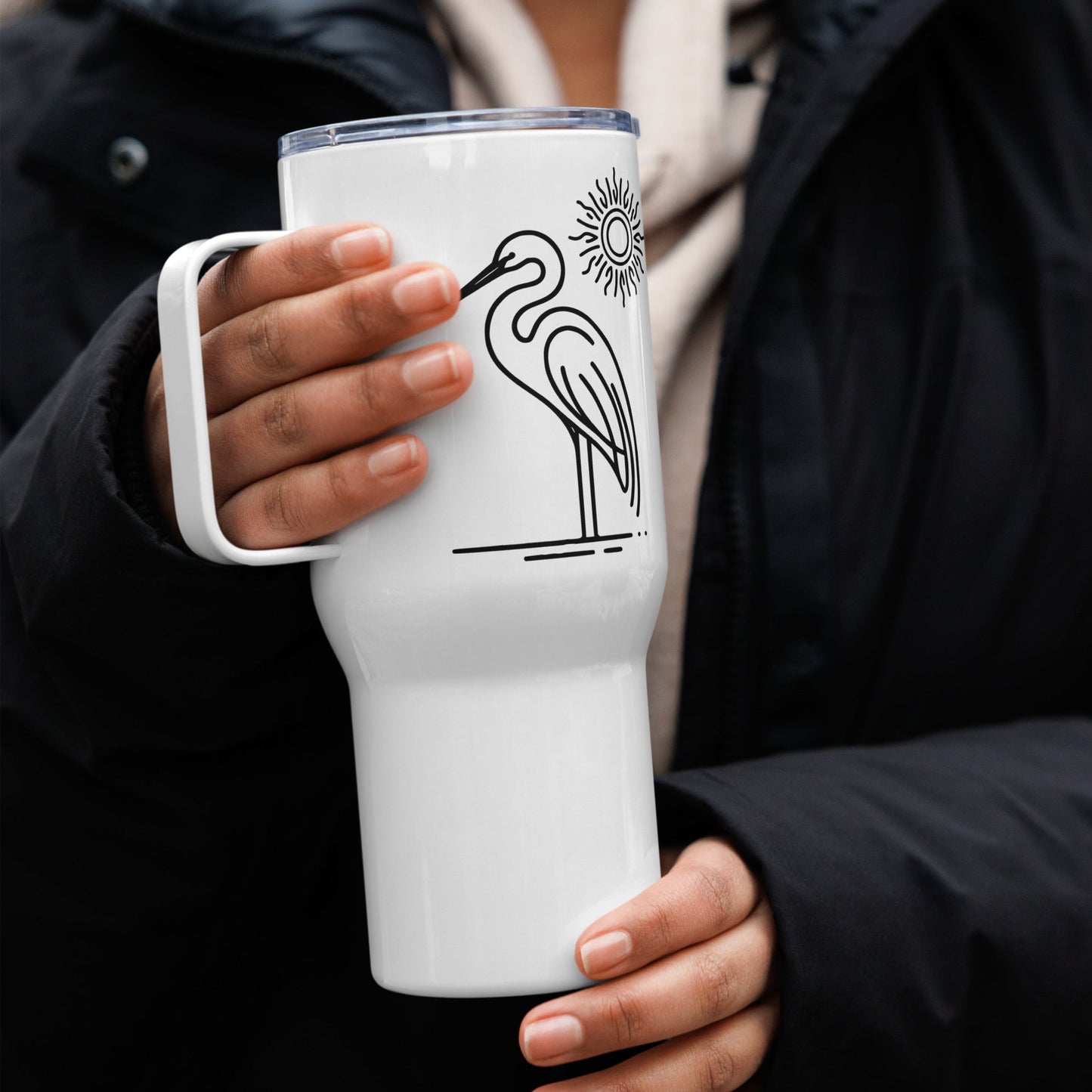Great Blue Heron II Travel Mug With Handle (25 oz and 40 oz) - Travel Mug - Discovery Co.