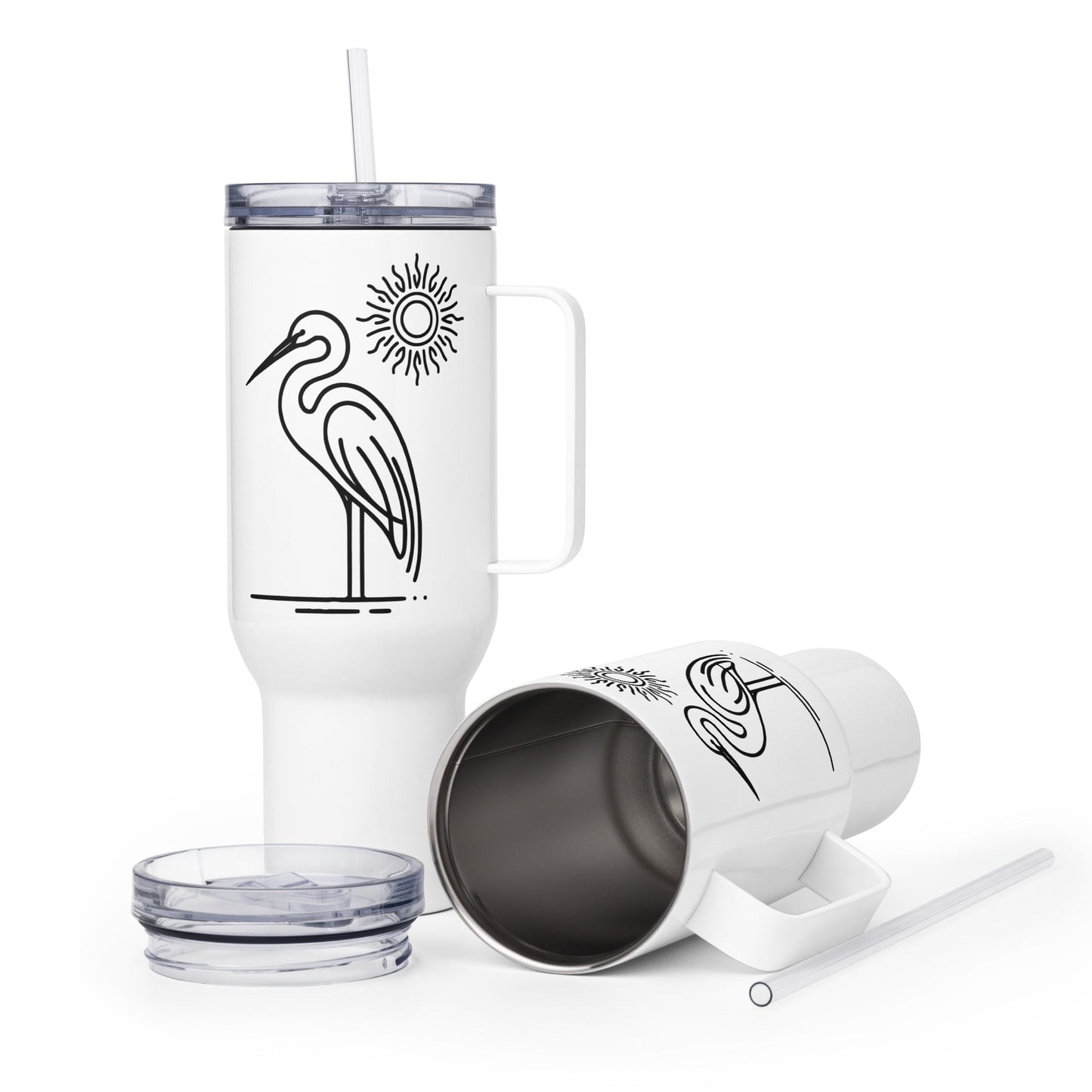 Great Blue Heron II Travel Mug With Handle (25 oz and 40 oz) - Travel Mug - Discovery Co.