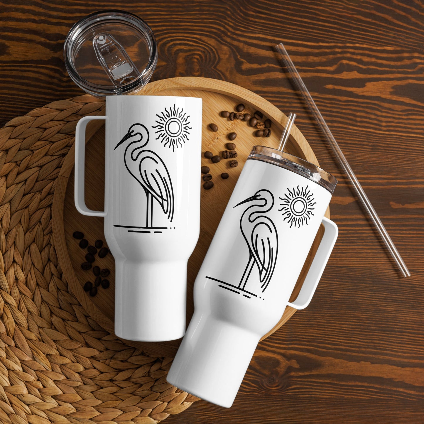 Great Blue Heron II Travel Mug With Handle (25 oz and 40 oz) - Travel Mug - Discovery Co.