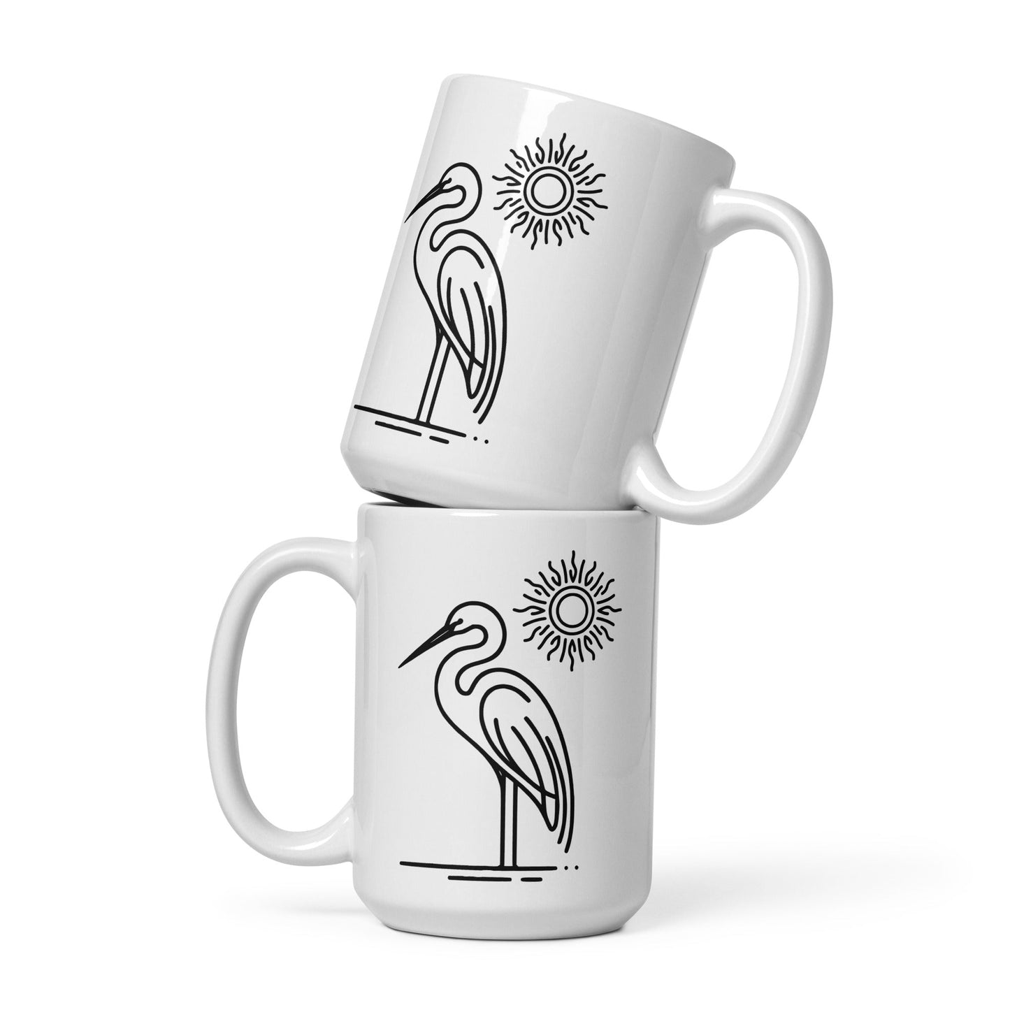 Great Blue Heron II White Glossy Mug (11 oz, 15 oz, 20 oz) - Mugs - Discovery Co.