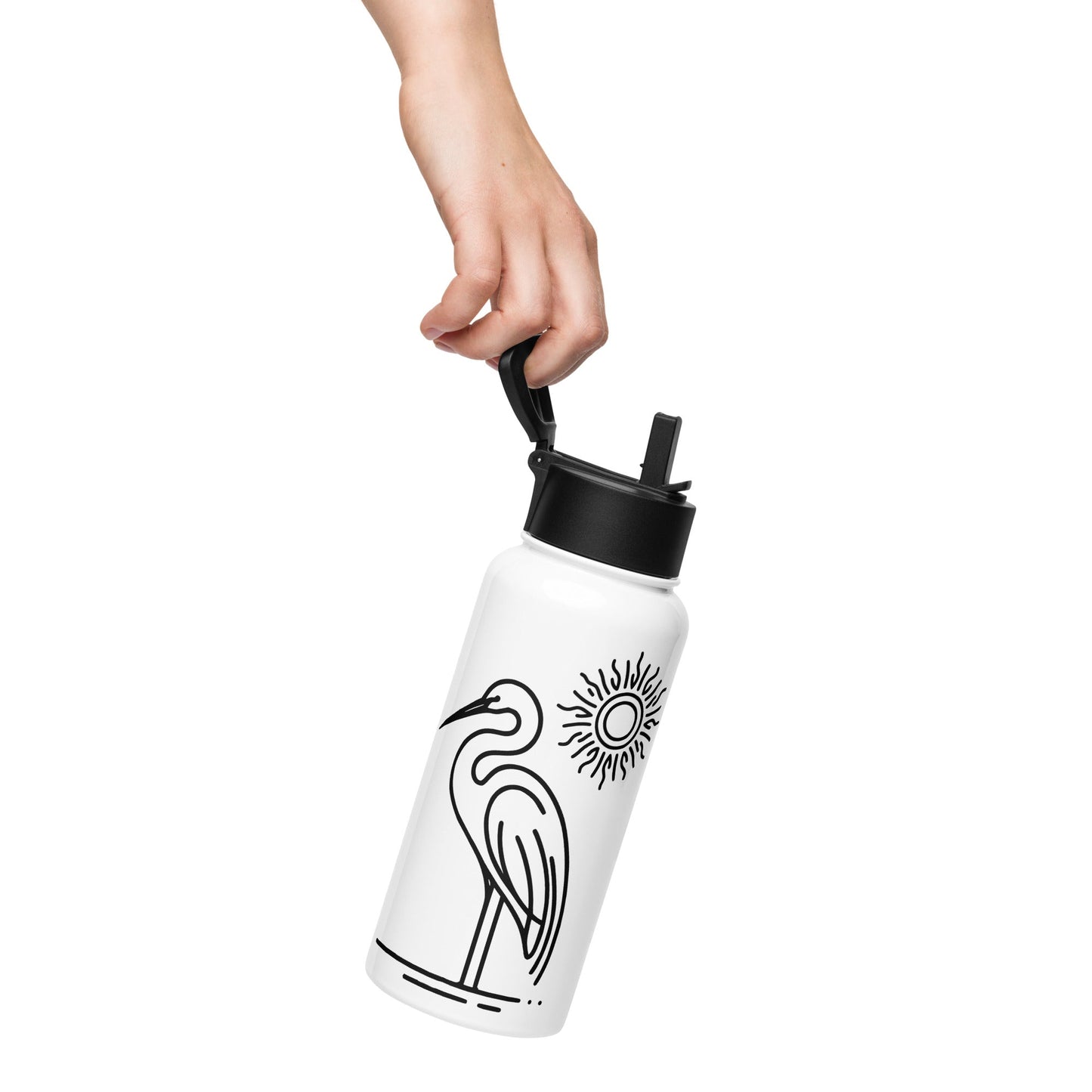 Great Blue Heron Stainless Steel Water Bottle With Straw Lid - Stainless Steel Water Bottle With Straw Lid - Discovery Co.