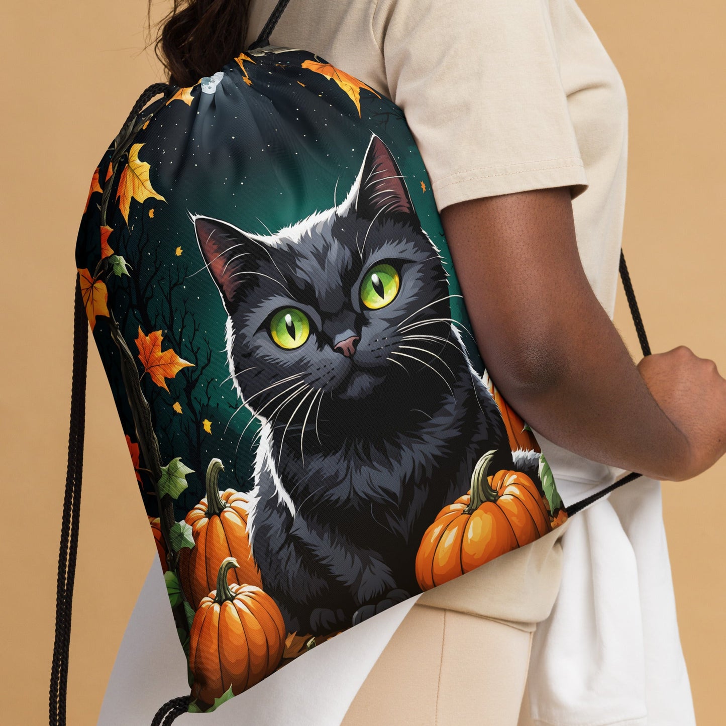 Halloween Cat Drawstring Bag - Drawstring Bag - Discovery Co.