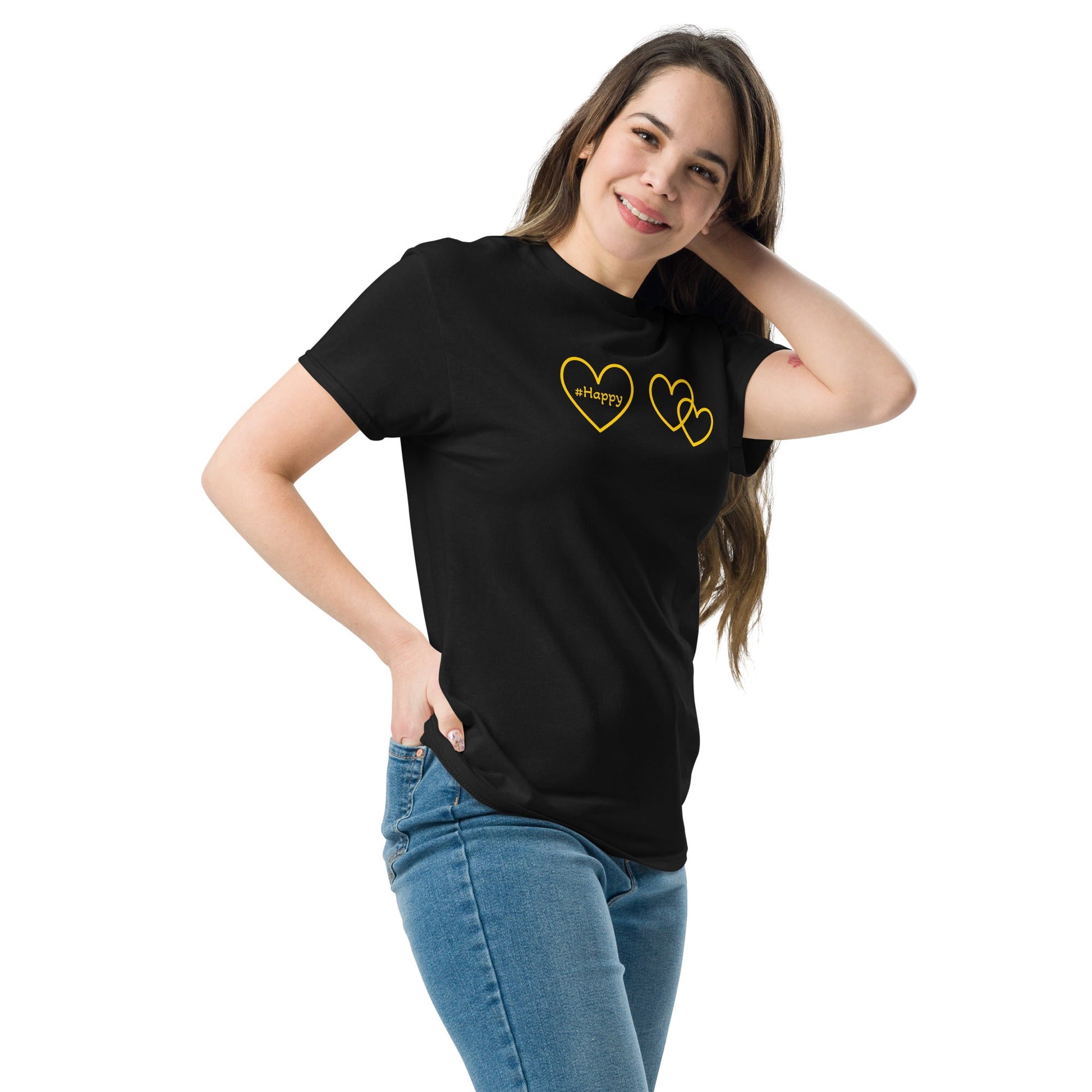 #Happy Yellow Heart Women's (Unisex) Classic Tee - Women's Shirts - Discovery Co.
