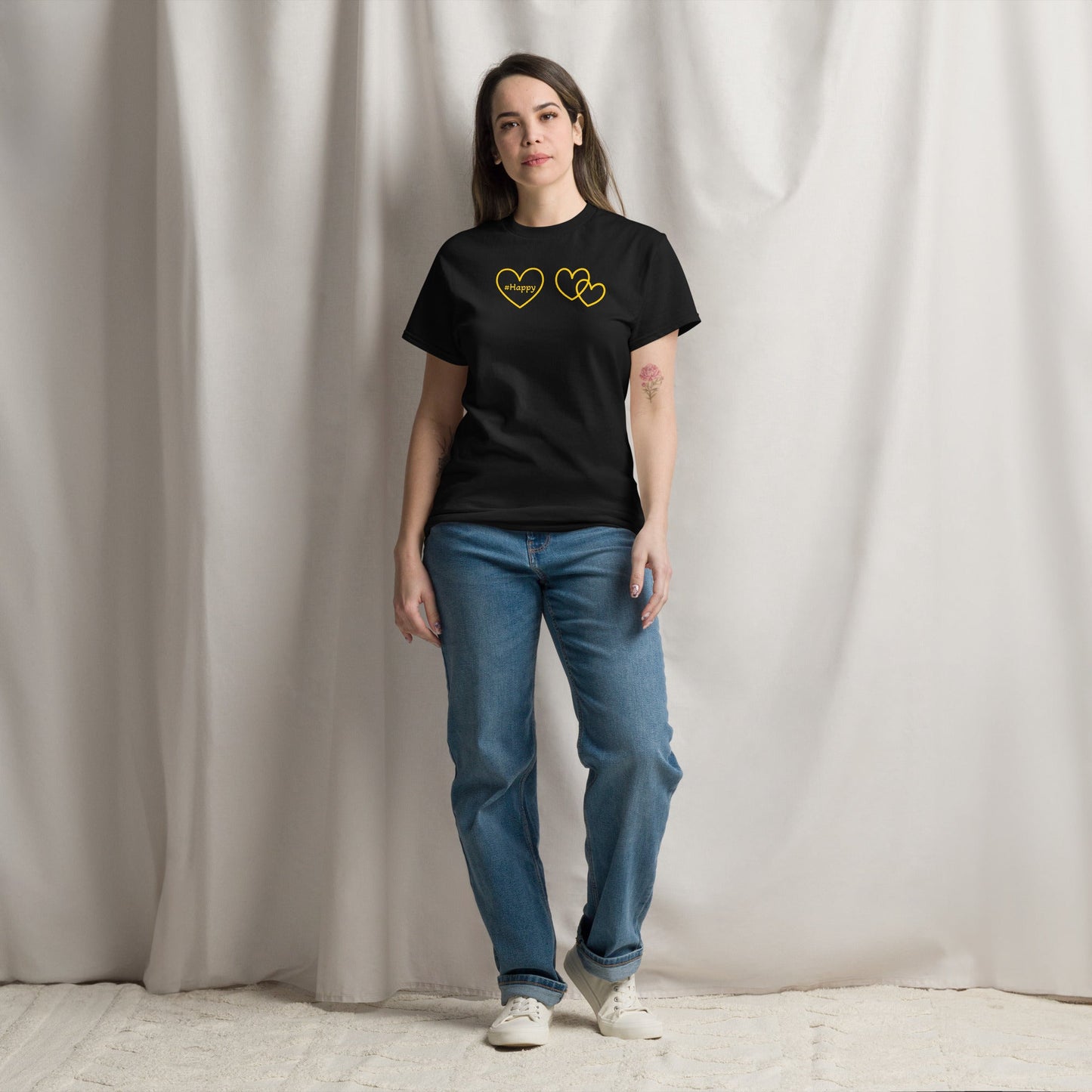 #Happy Yellow Heart Women's (Unisex) Classic Tee - Women's Shirts - Discovery Co.