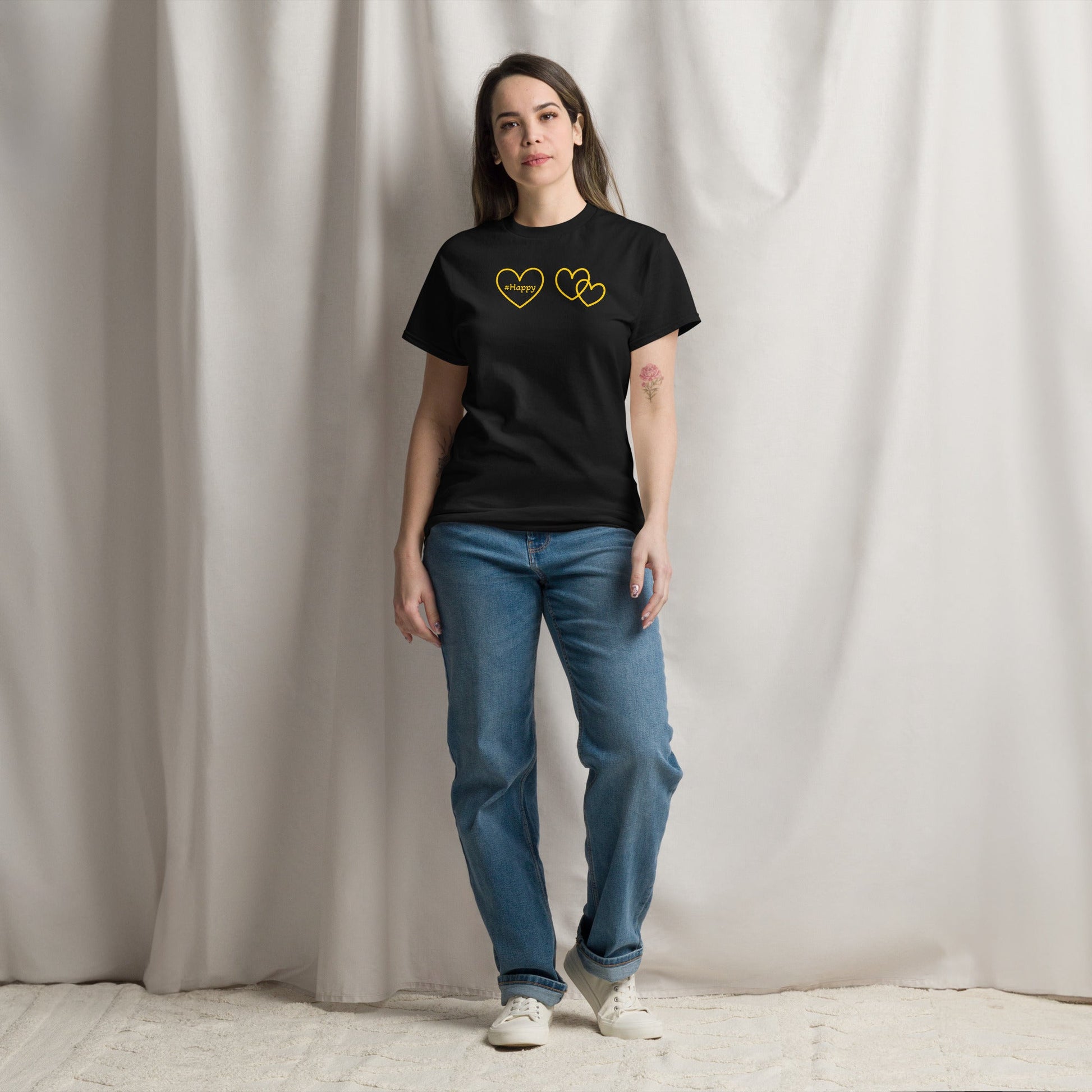 #Happy Yellow Heart Women's (Unisex) Classic Tee - Women's Shirts - Discovery Co.
