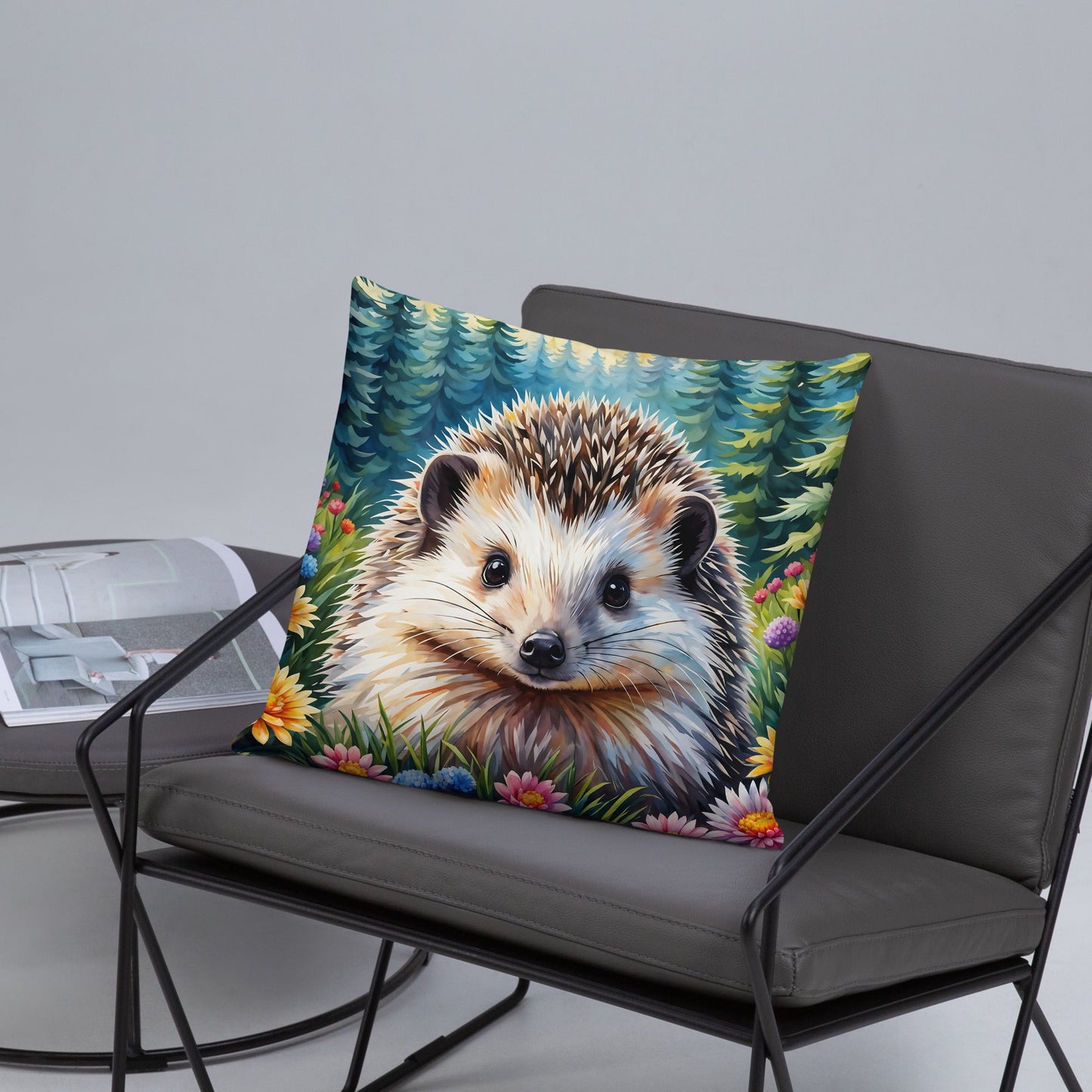 Hedgehog In The Flowers Basic Pillow - Pillows - Discovery Co.