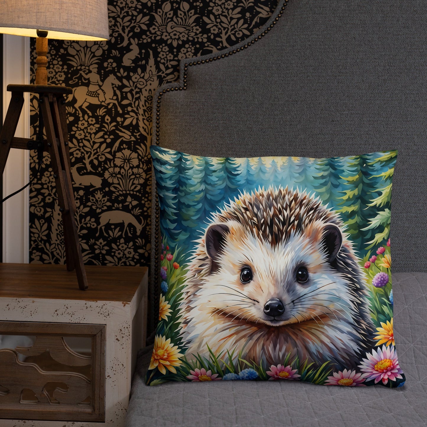 Hedgehog In The Flowers Basic Pillow - Pillows - Discovery Co.