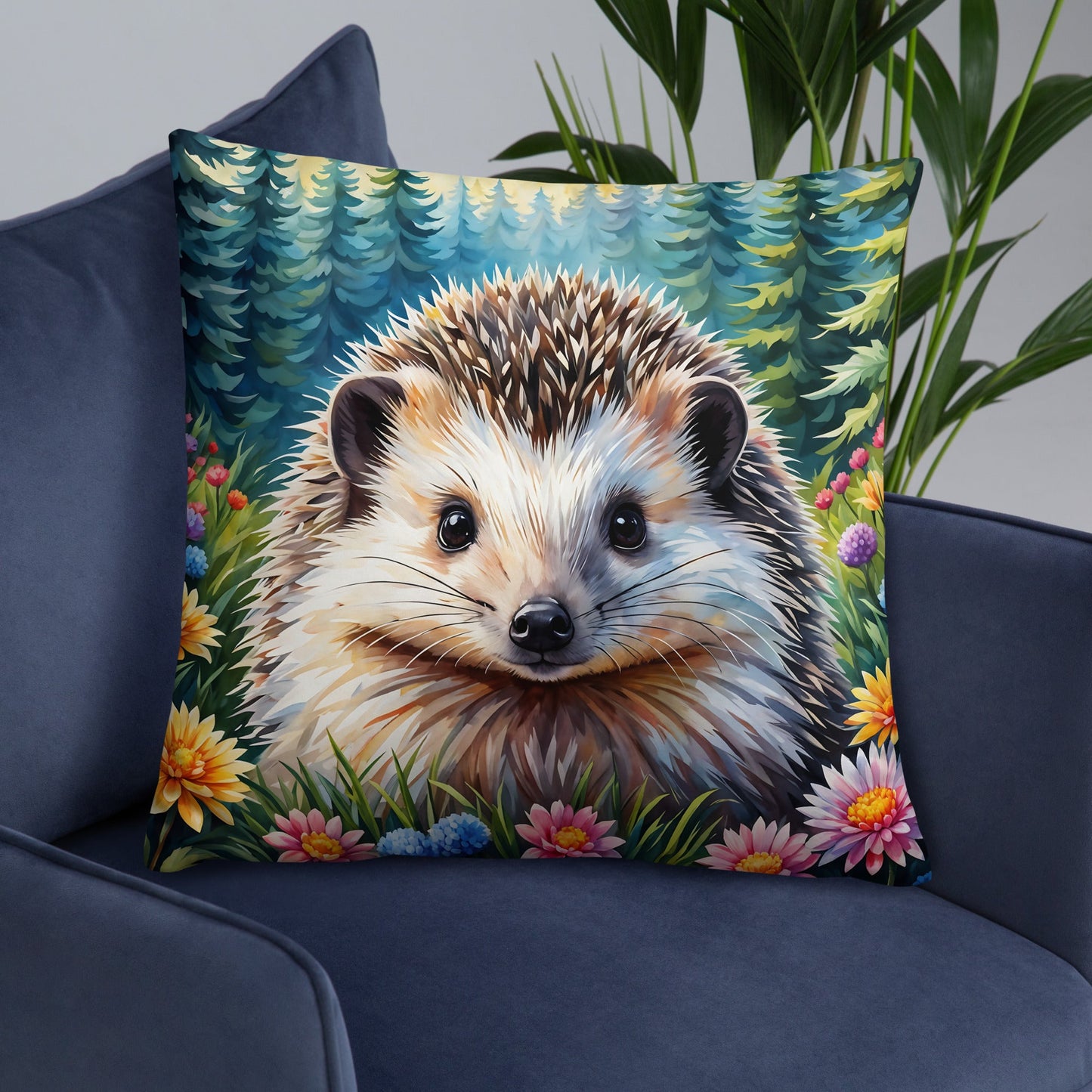 Hedgehog In The Flowers Basic Pillow - Pillows - Discovery Co.
