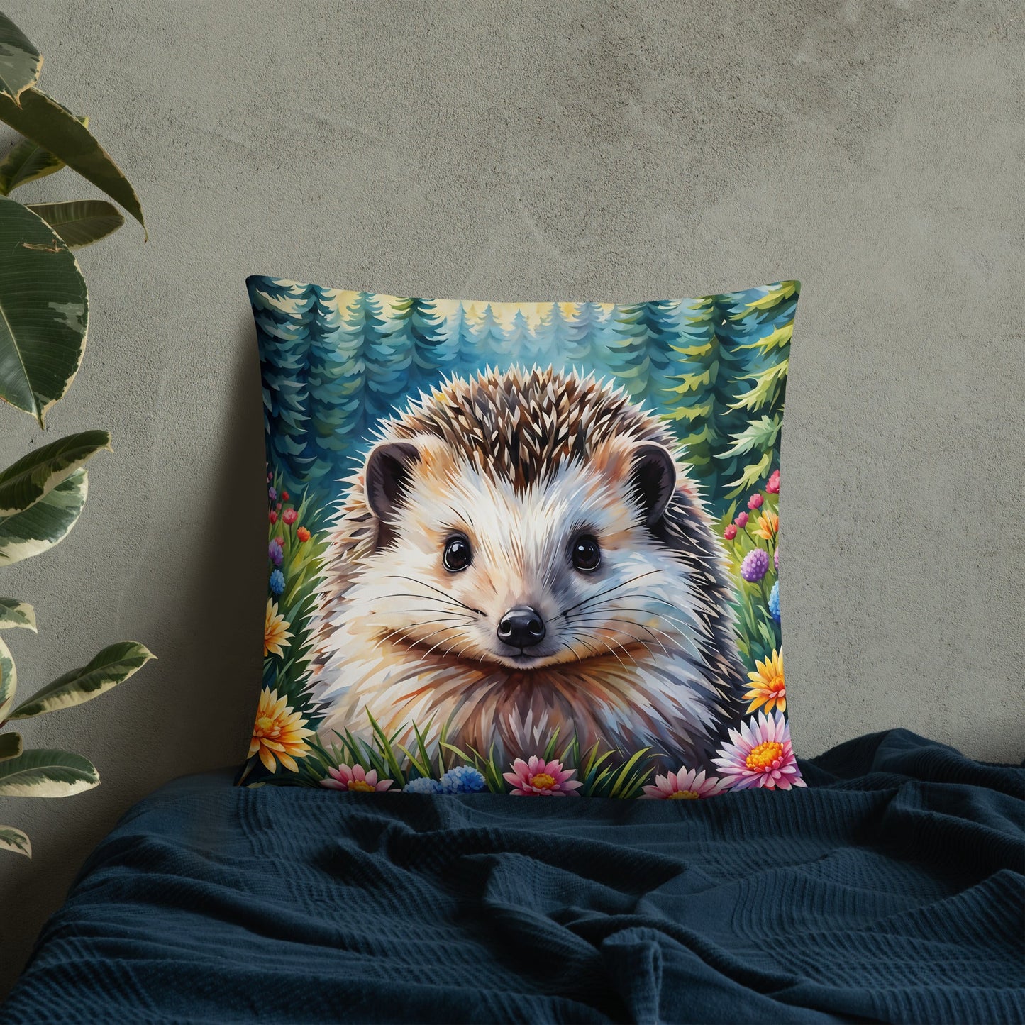Hedgehog In The Flowers Basic Pillow - Pillows - Discovery Co.